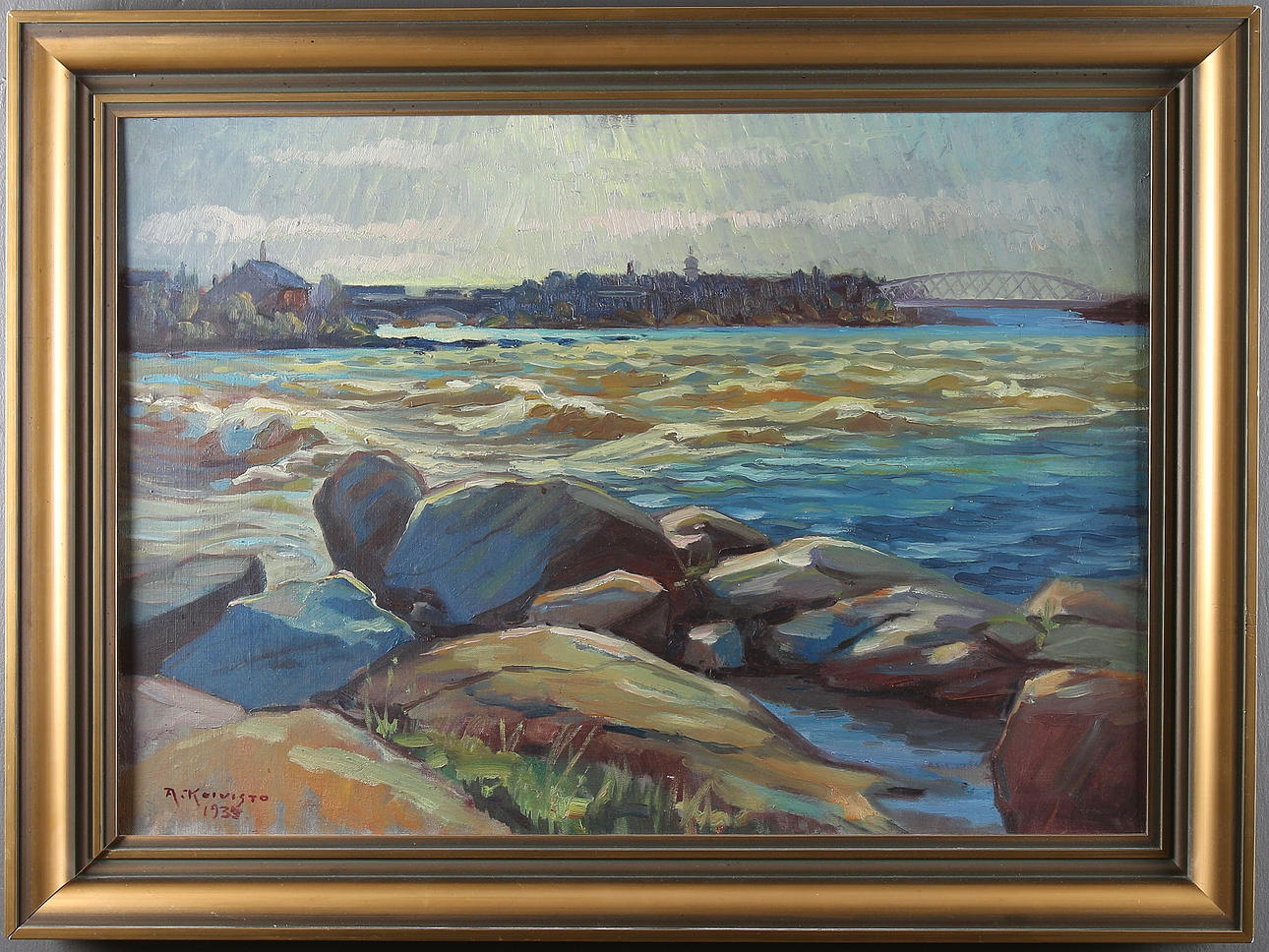 AUKUSTI KOIVISTO. Kustvy, olja på duk, signerad och daterad -35.