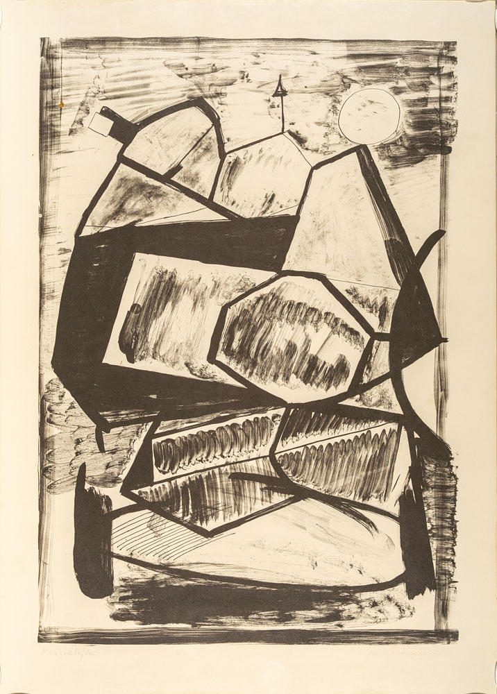 OIDENTIFIERAD KONSTNÄR. Lithograph, Signed, Sample print, Dated: 1961.