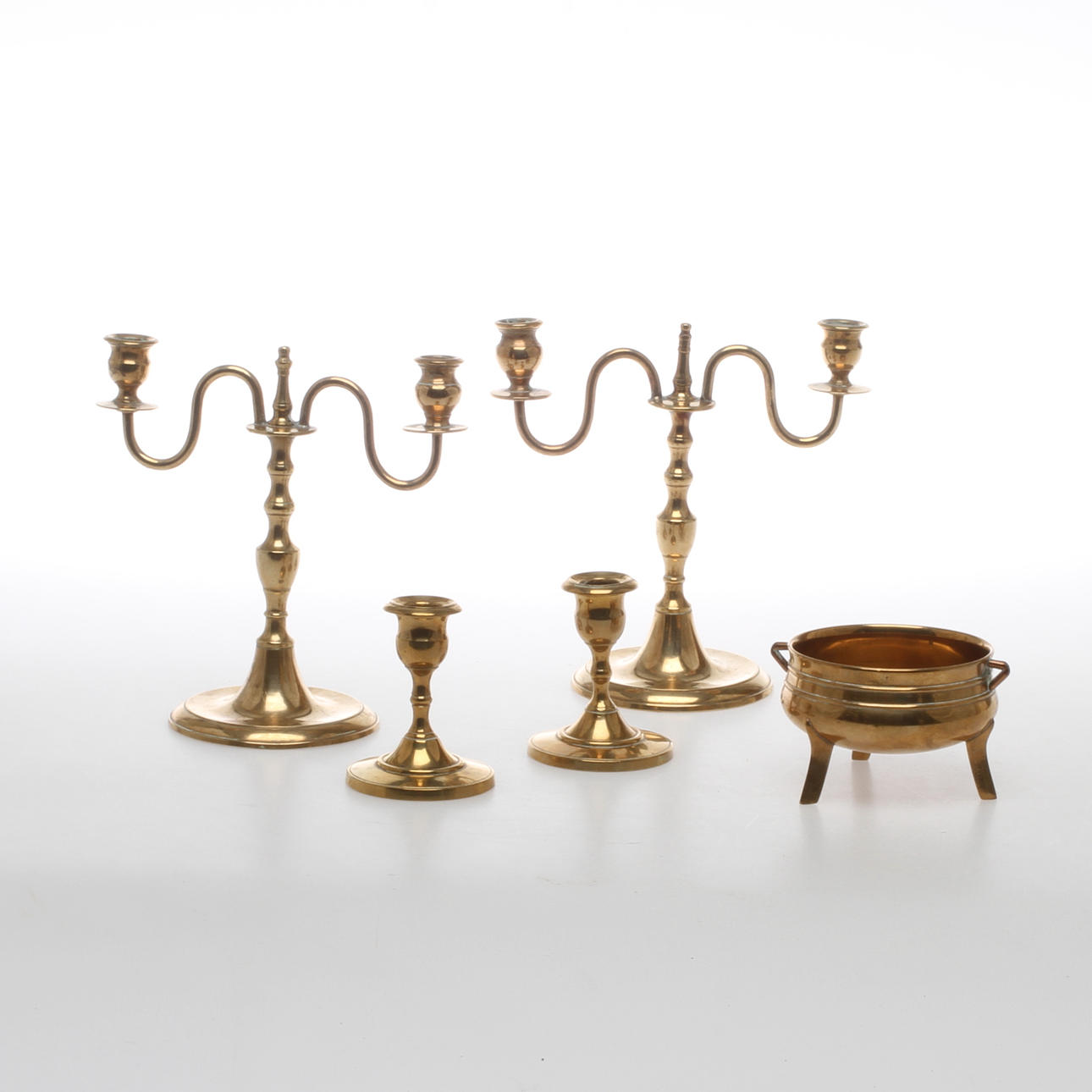 MINIATYRER, 5 st, mässing, Skultuna, 1800/1900-tal.