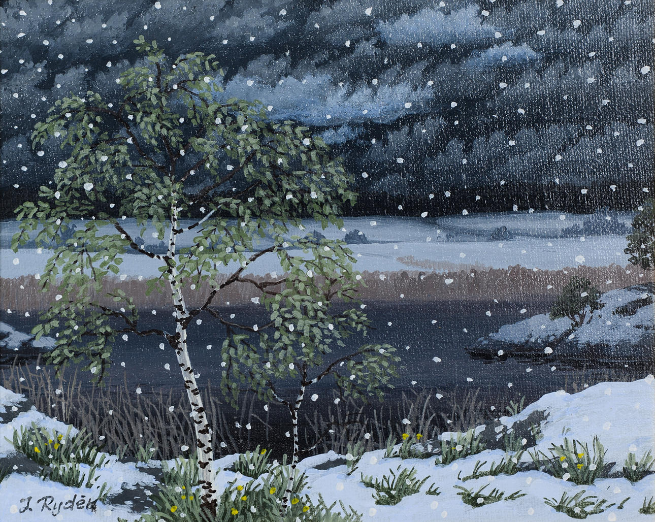 INGER RYDEN. Winter landscape, oil on canvas, signed.