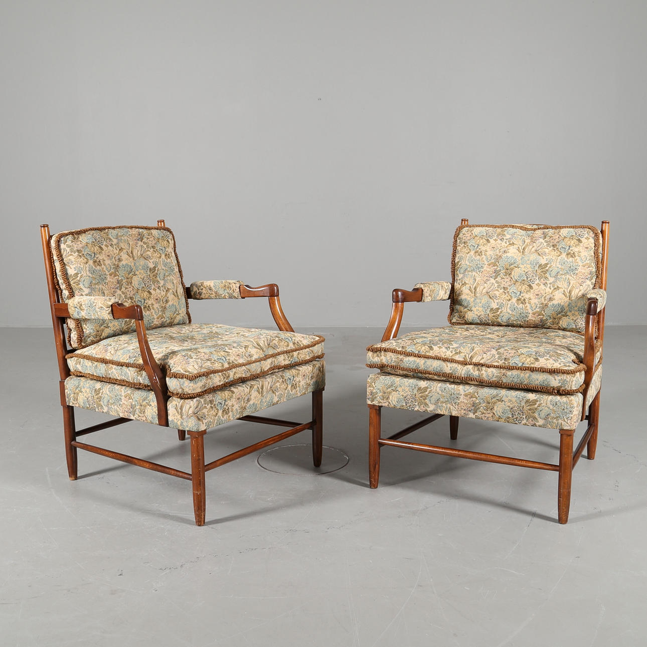 KARMFÅTÖLJER ett par, "Blekinge" s.k Gripsholmsmodell, Brita Drewsen och Björn Wiinblad, formgiven ca. 1960, OPE, Jönköping.