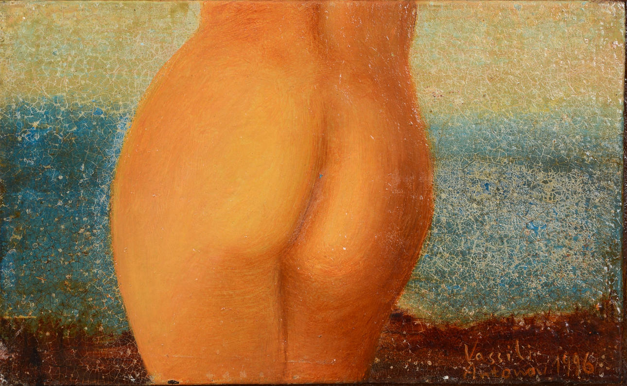 VASSILI ANTONOV. Composition, oil on wood, signed, dated 1996.