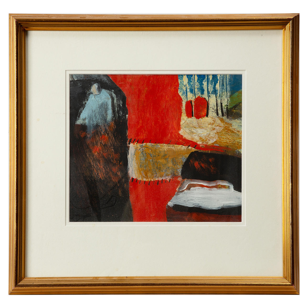 STEFAN CEDER. Composition, mixed media, signed.