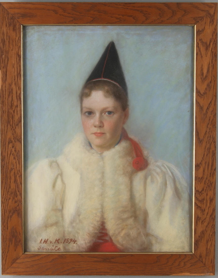 OIDENTIFIERAD KONSTNÄR. Dalkulla, pastell, signerad I.H.v.K,. 1894.