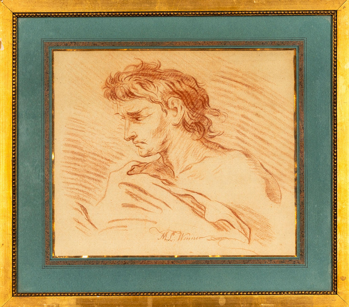 OKÄND KONSTNÄR. Sanguine on paper, signed.