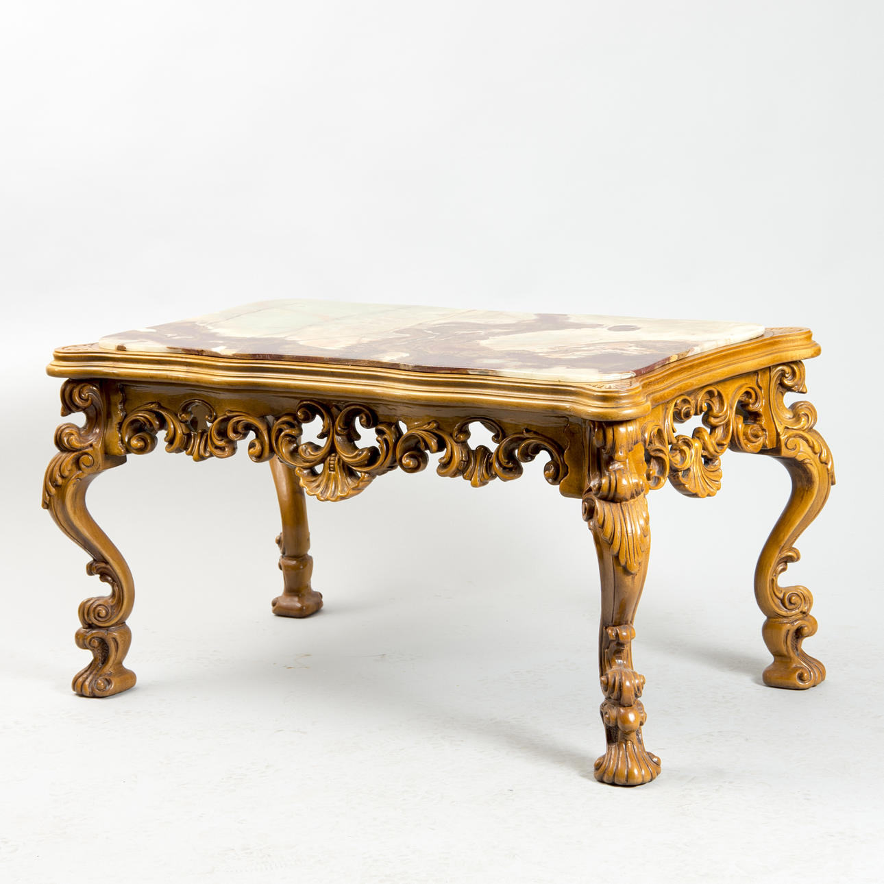 SOFFBORD, mahogny med onyxskiva, barockstil.