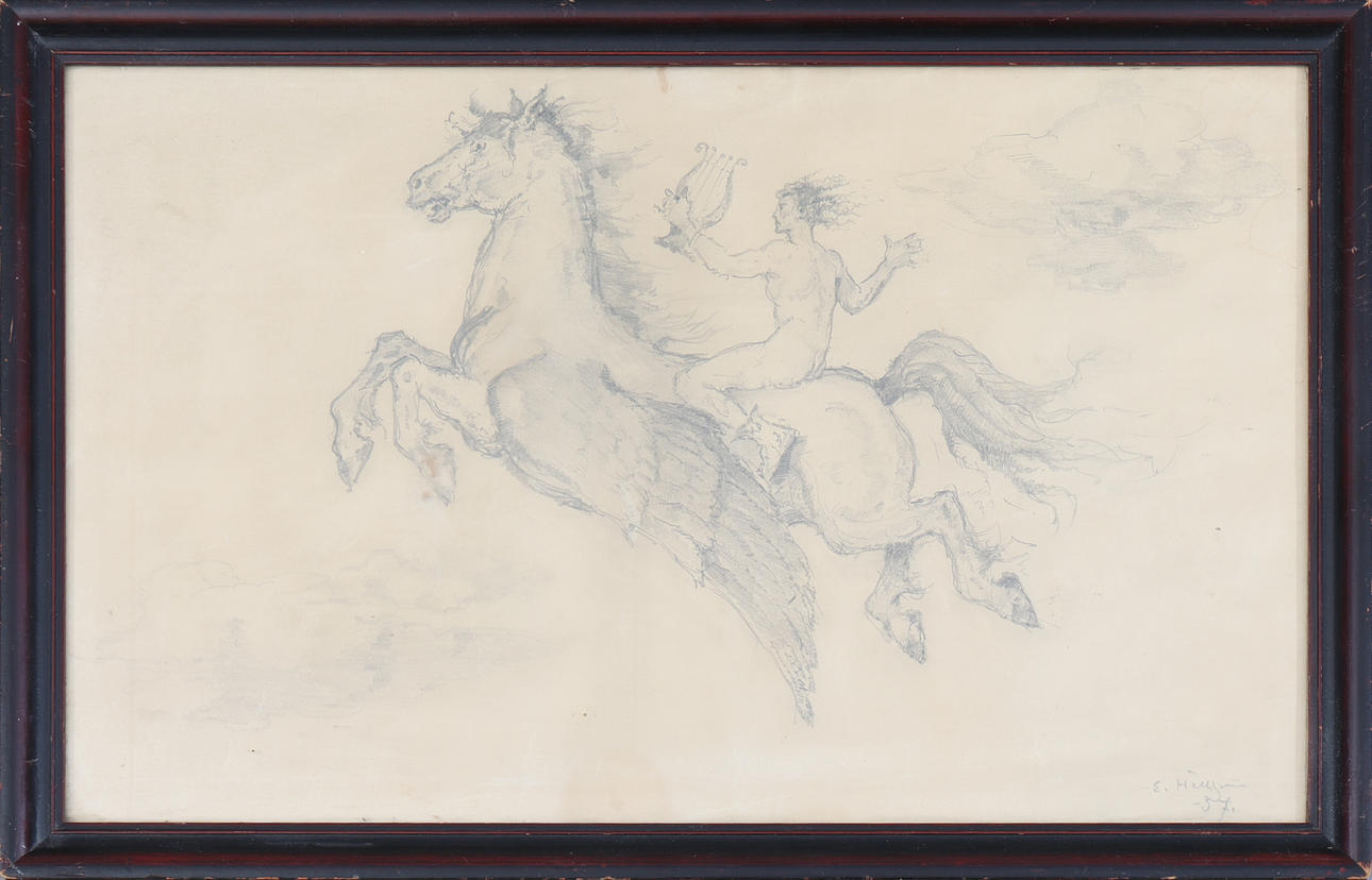 ERNST HÄLLGREN. Drawing, signed and dated -37.