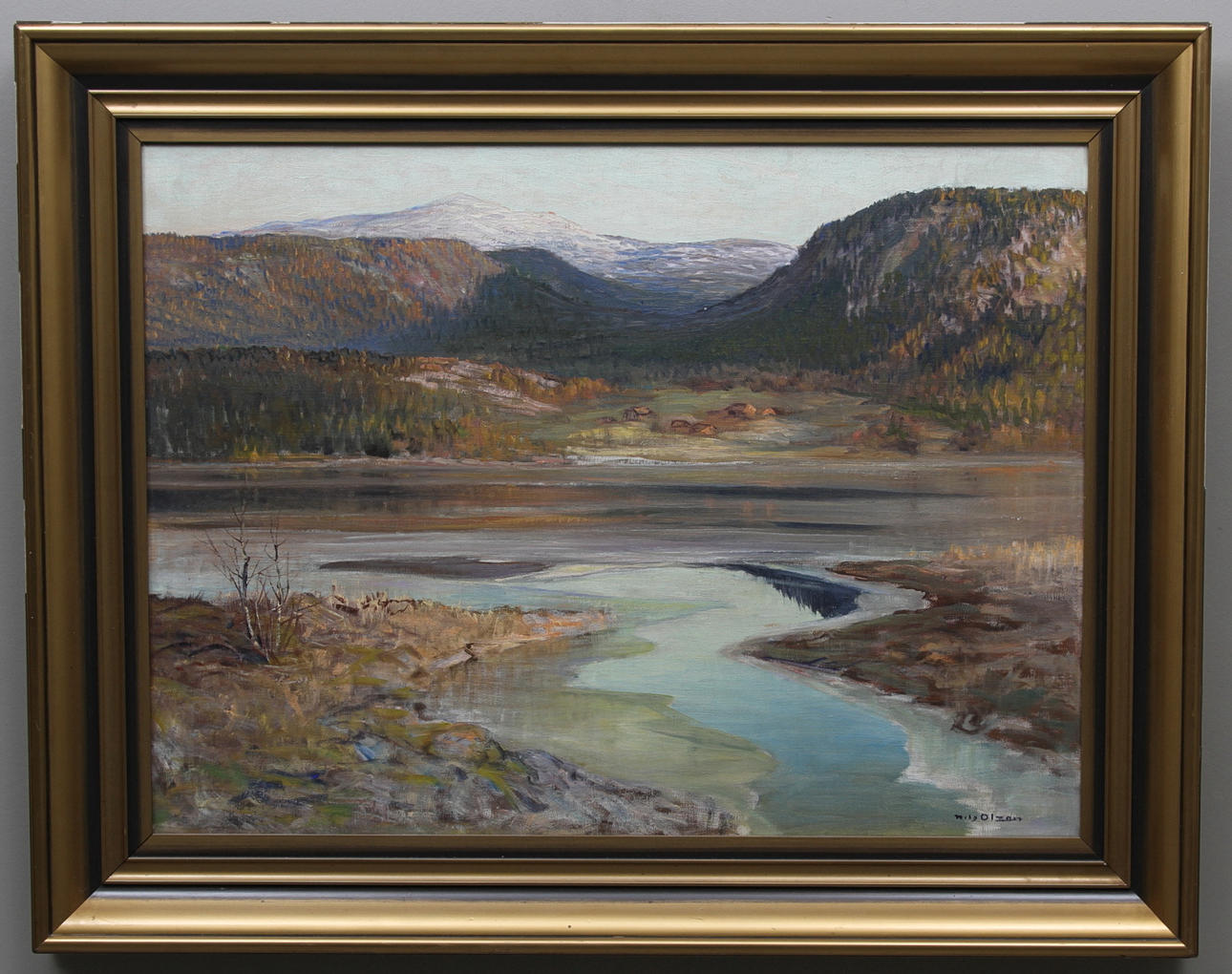 NILS OLZON. Fjällandskap med sjö. Olja på duk. Signerad Nils Olzon.