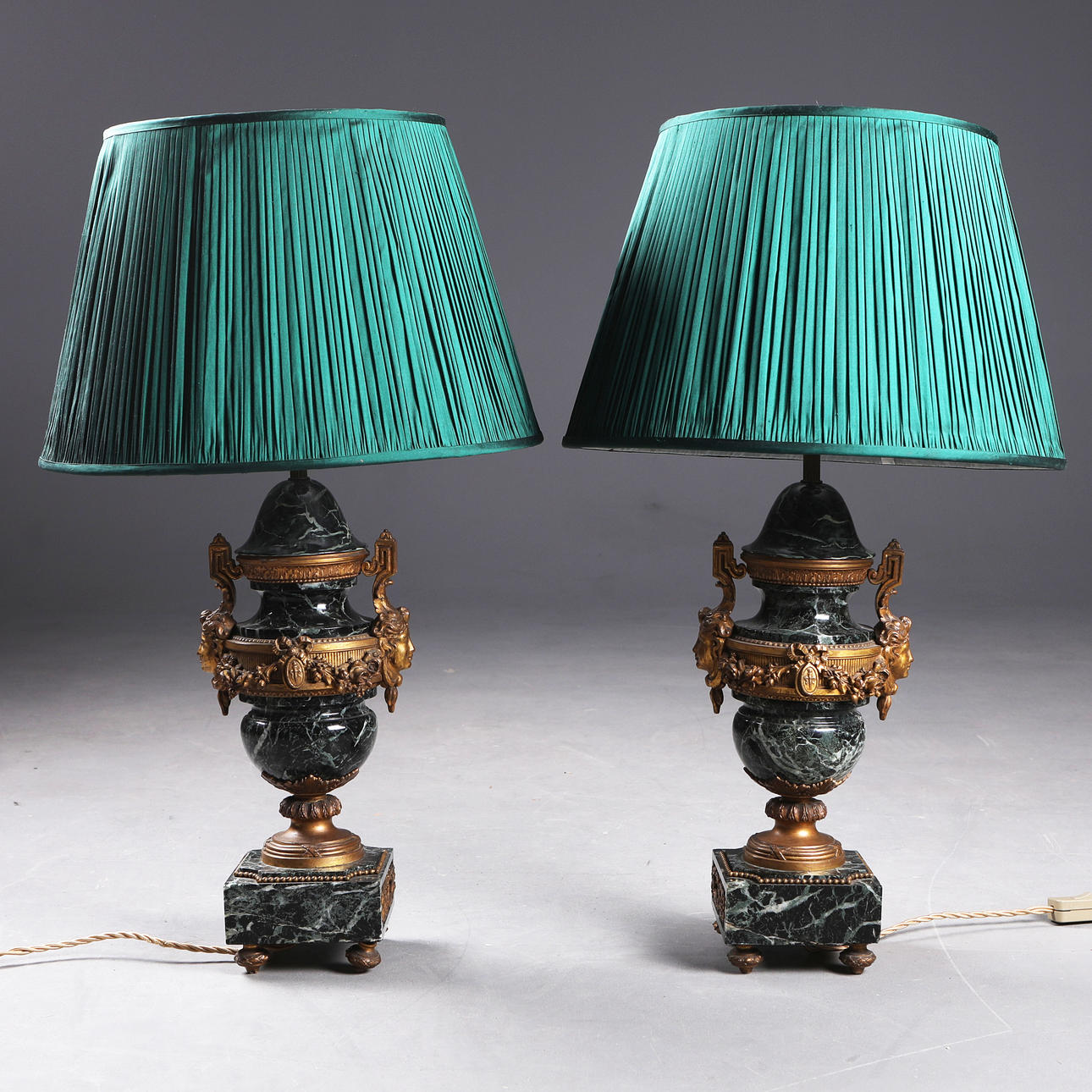 LOUIS XVI STYLE VERT DE MER MARBLE TABLE LAMPS, A PAIR. Lighting ...