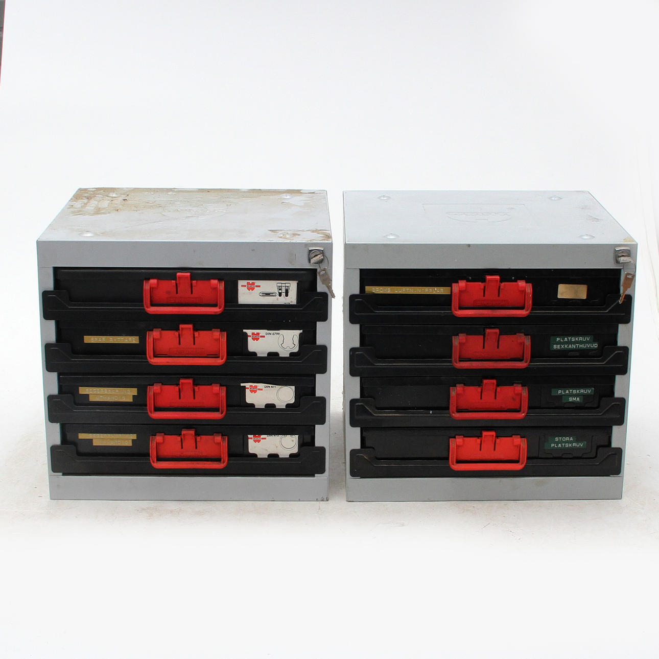 TOOL BOXES, metal, 2 pcs, with boxes and contents, Wurth.