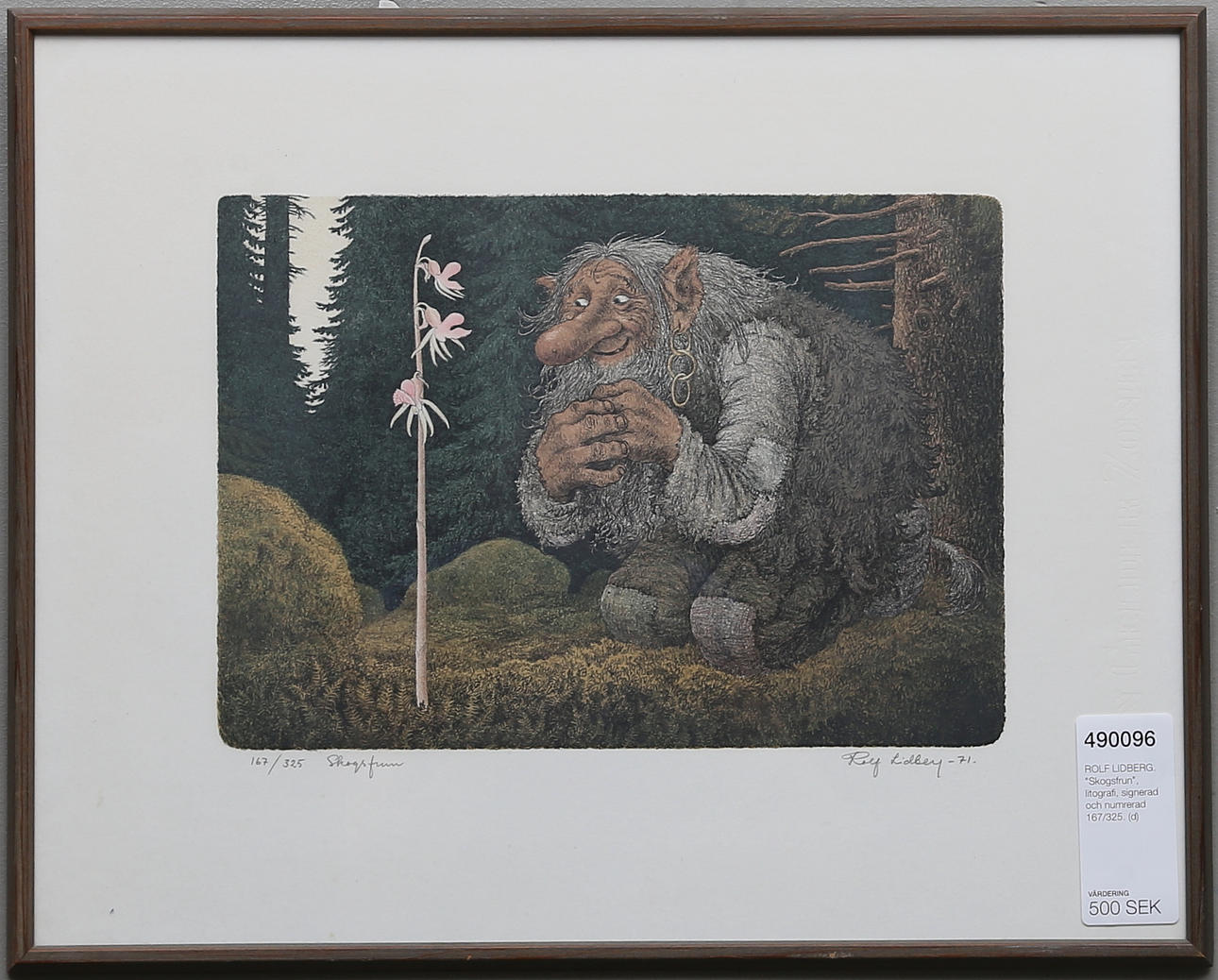 ROLF LIDBERG. "Skogsfrun", litografi, signerad och numrerad 167/325.