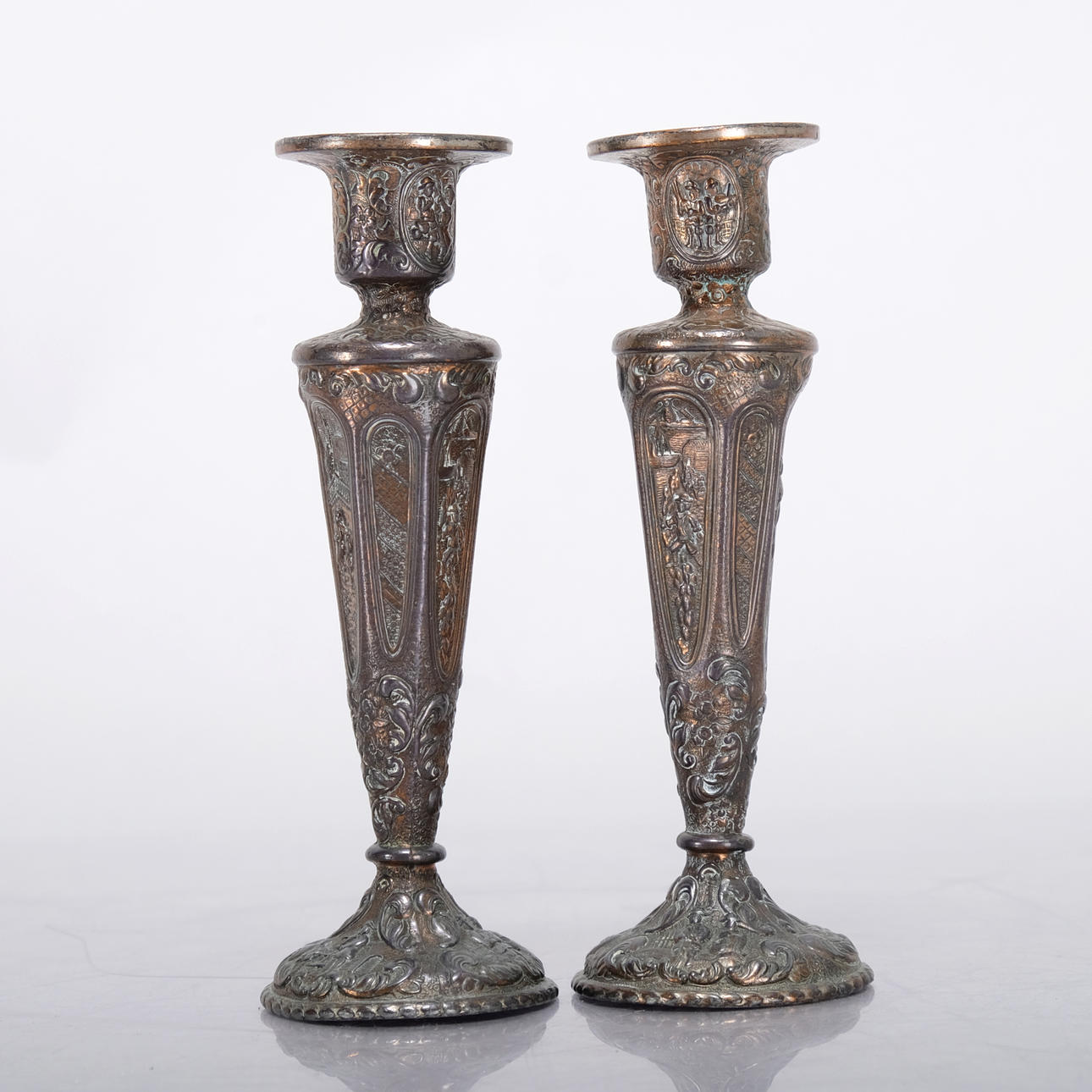 CANDLESTICKS, Gustavian-style, Metal, 2 pieces.