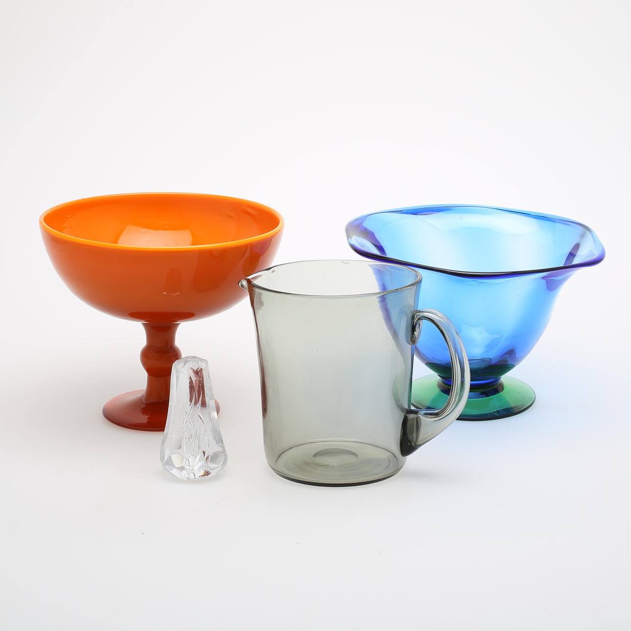 SKÅLAR, KANNA, SKULPTUR, glas, bl a Erik Höglund Boda signerad.