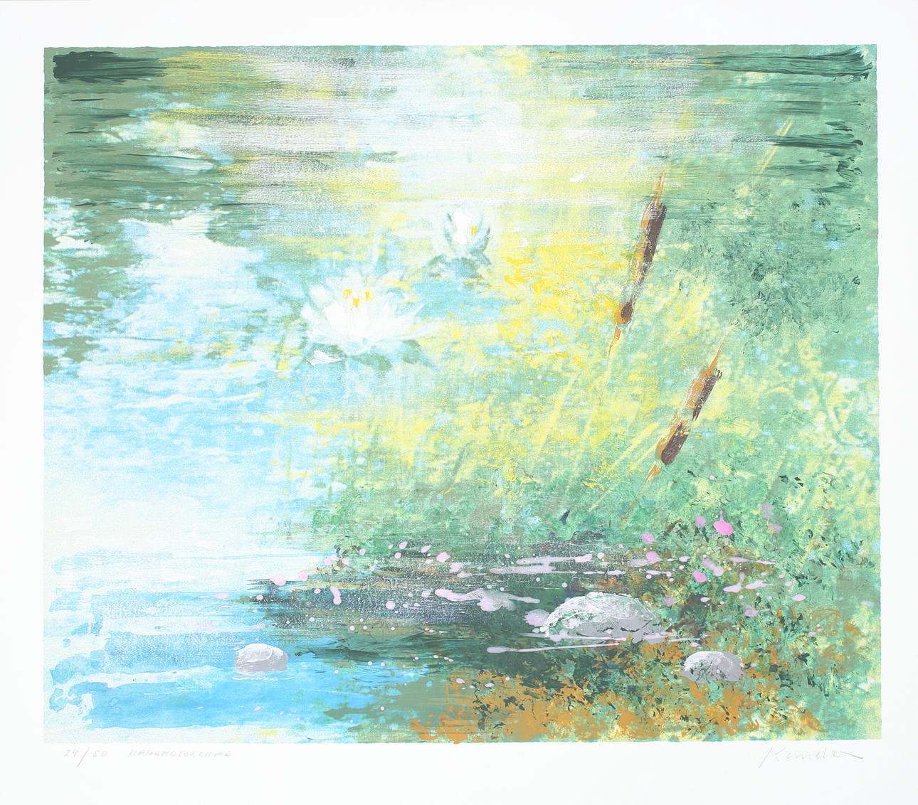 LEIF KANDER. Näckrosor, handkolorerad nr 24/50, signerad Kander.