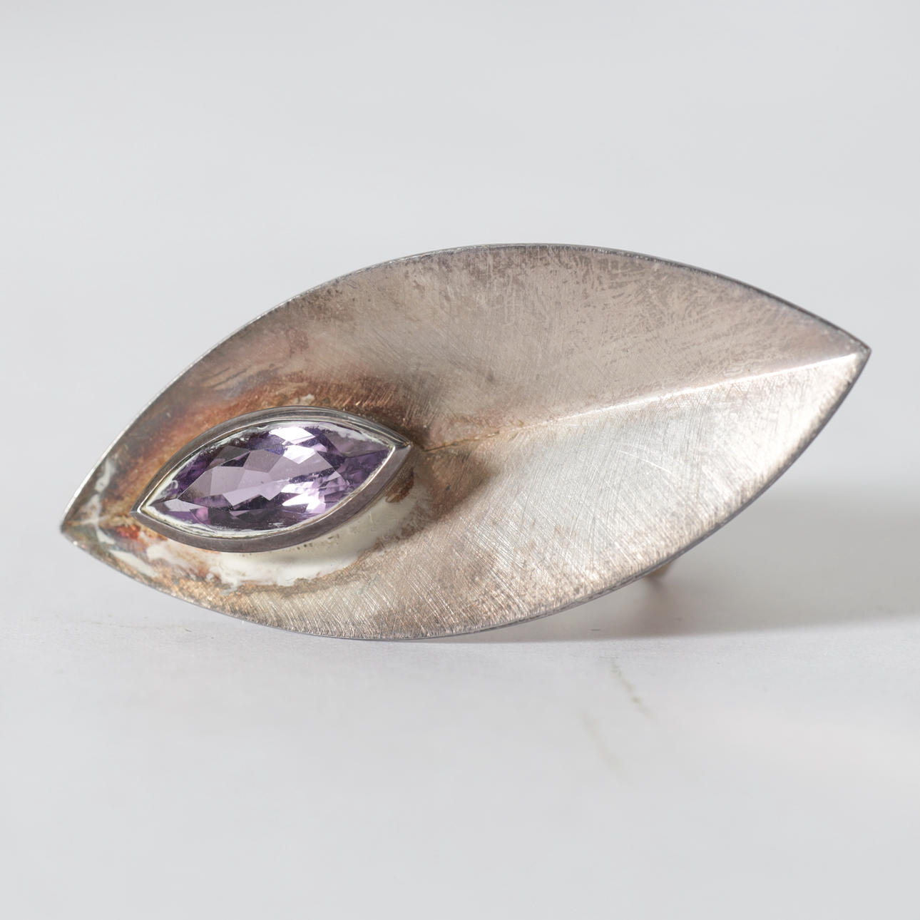 A ring, with amethyst, silver, 20th century.