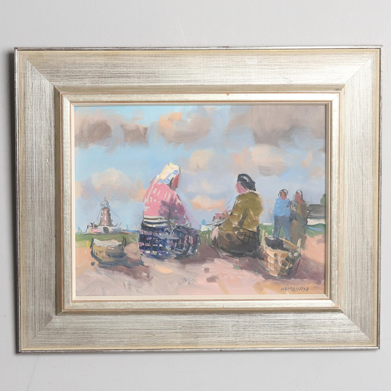 AXEL HAMBORN. OIL ON PANEL,” At the roadside” signed.