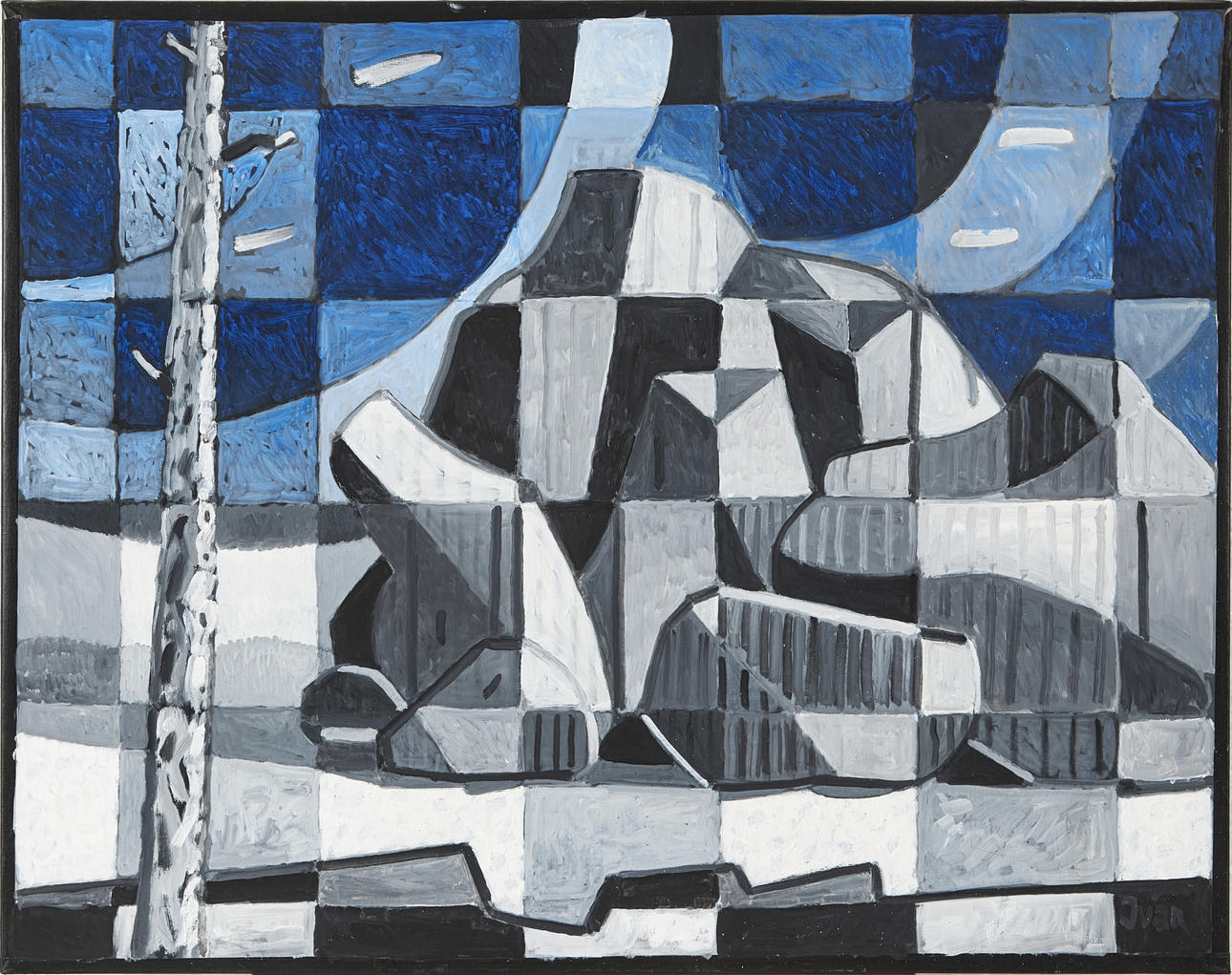 IVAN GRÜNEWALD. Composition, oil on canvas, signed Iván.