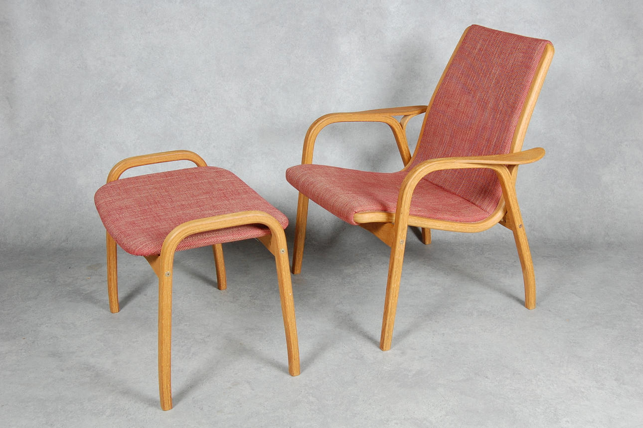 FÅTÖLJ samt FOTPALL, " Laminett", Yngve Ekström, Swedese.