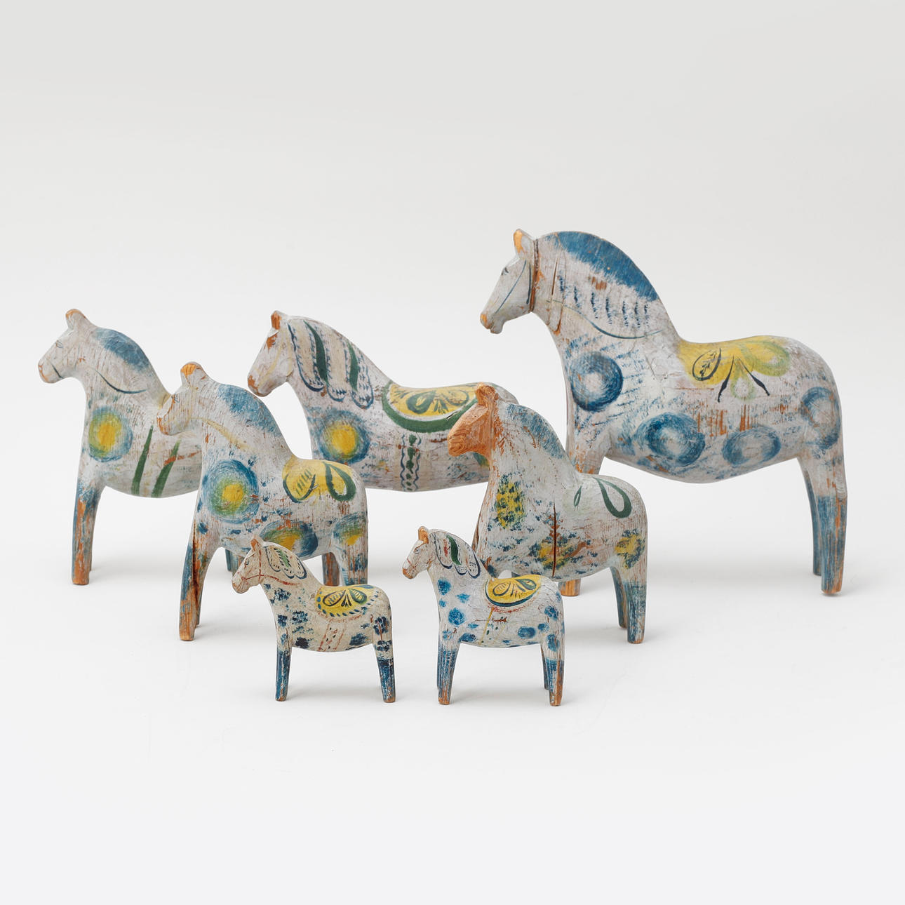 DALAHÄSTAR, 7 st, s.k "Blåbening", 1900-talets första hälft.