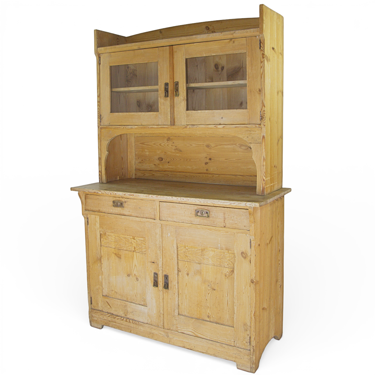 A kitchen buffet, tilted pine, divisible, 20th century.