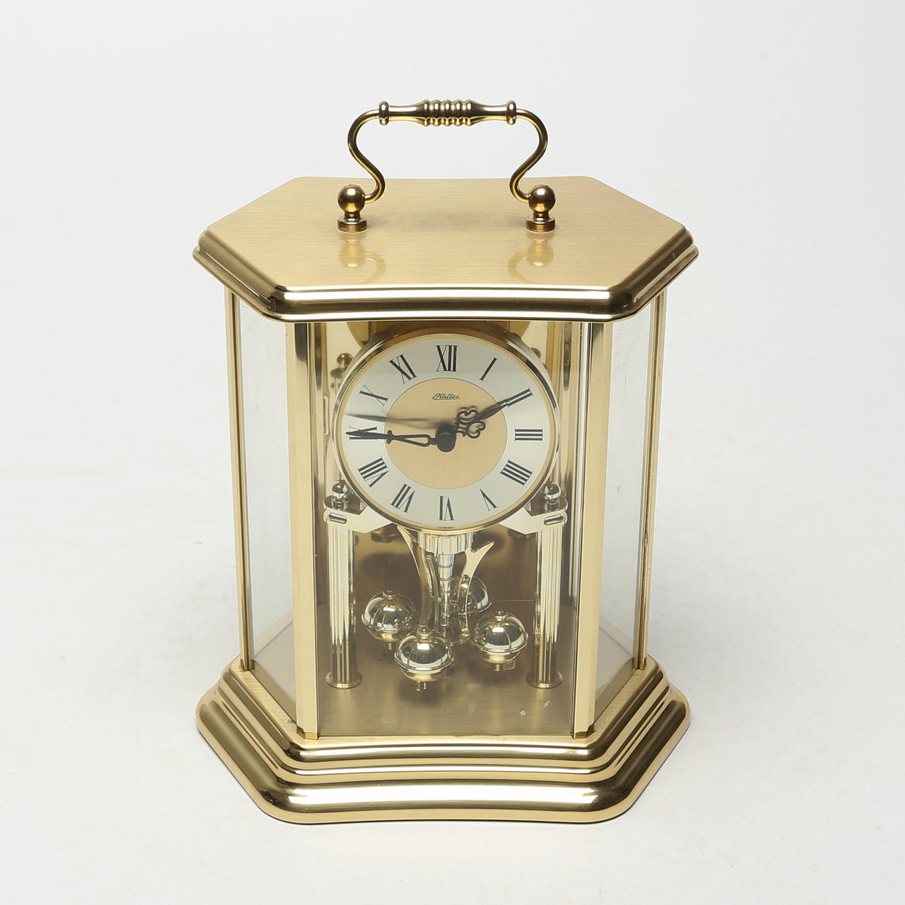 TABLE CLOCK, Halls, metal/glass.