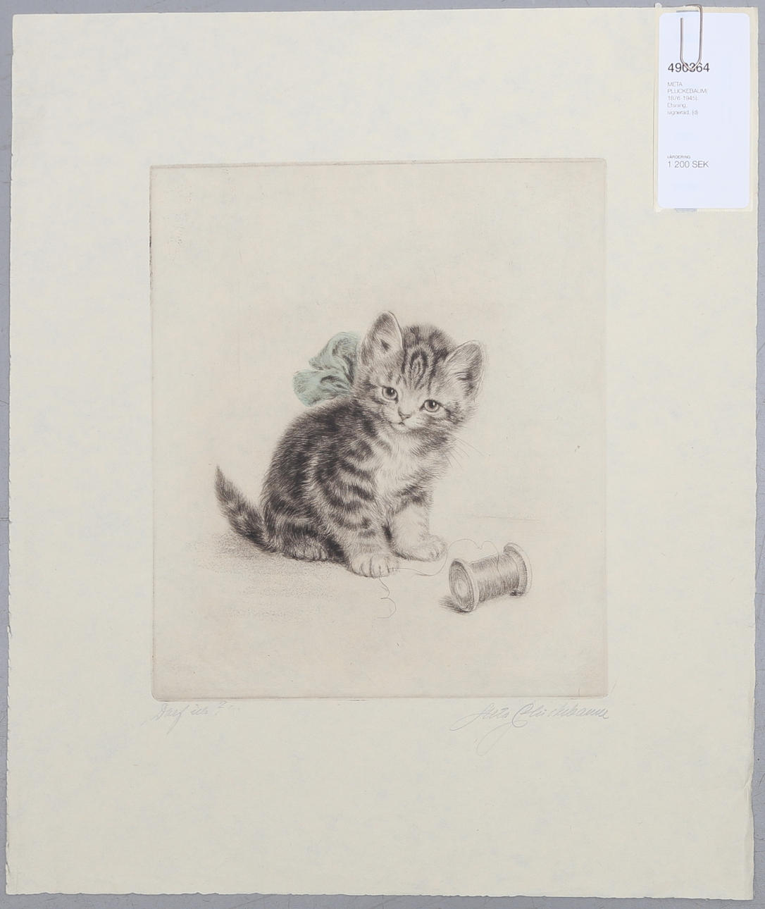 META PLUCKEBAUM(1876-1945). Etsning, signerad.