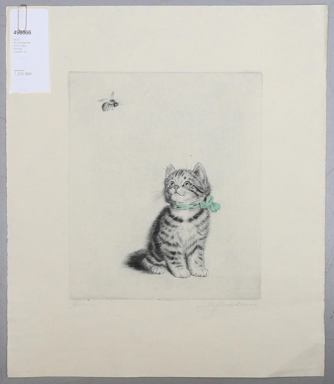 META PLUCKEBAUM(1876-1945). Etsning, signerad.