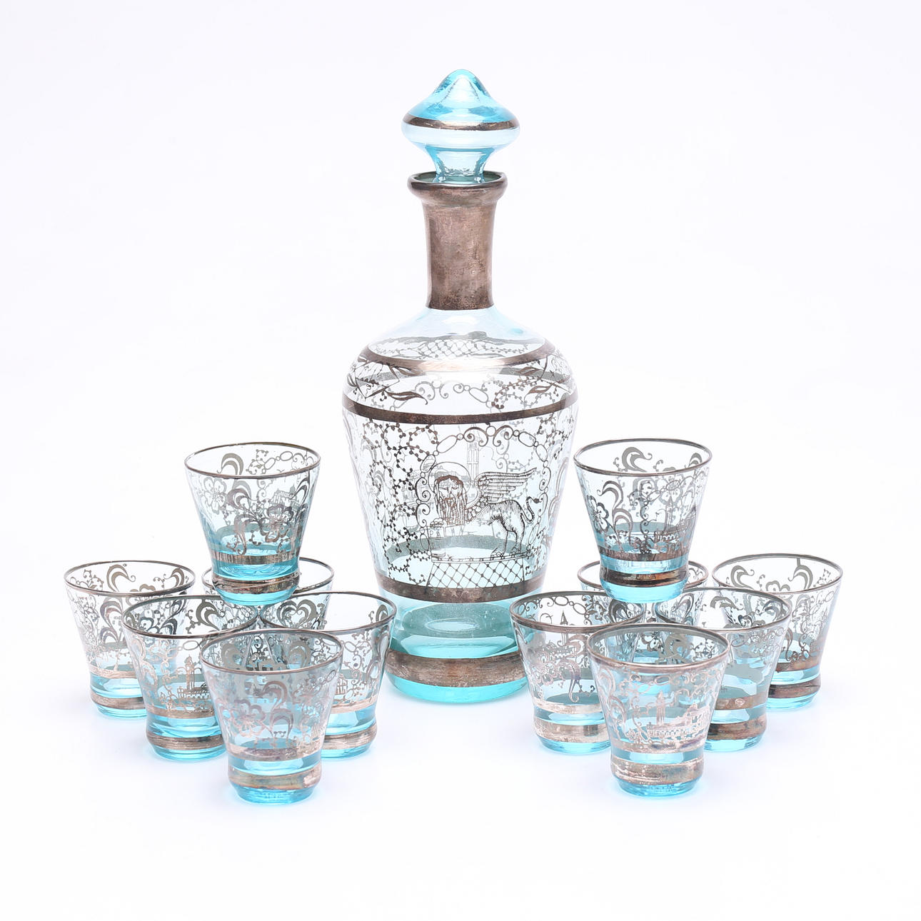 KARAFF samt glas 13 delar, Italien.