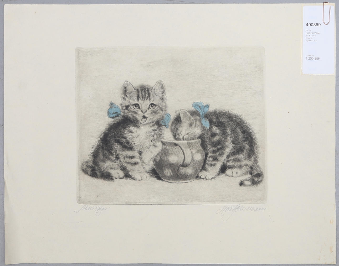 META PLUCKEBAUM(1876-1945). Etsning, signerad.