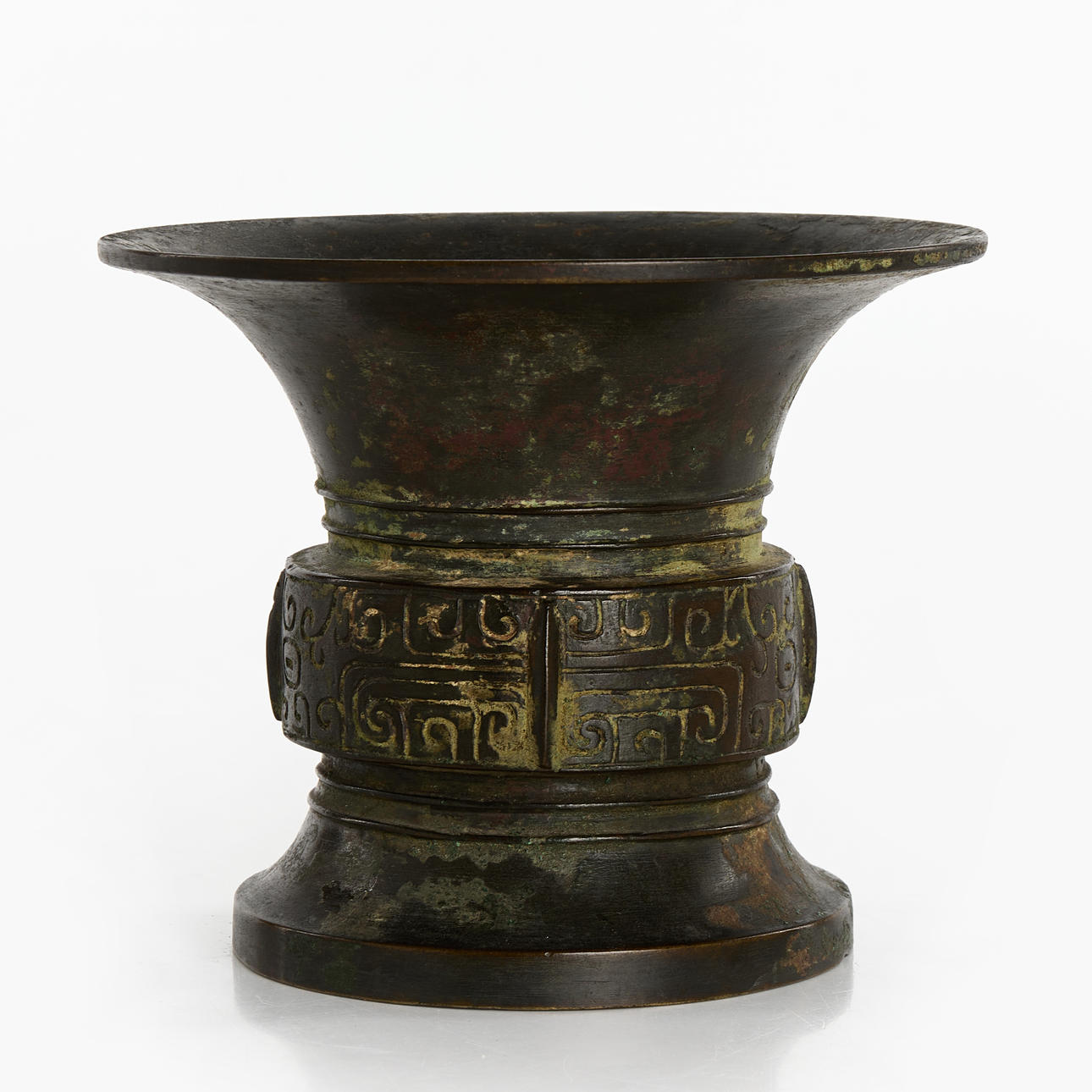 SACRIFICIAL VESSEL, bronze, Ming type, archaising decor.