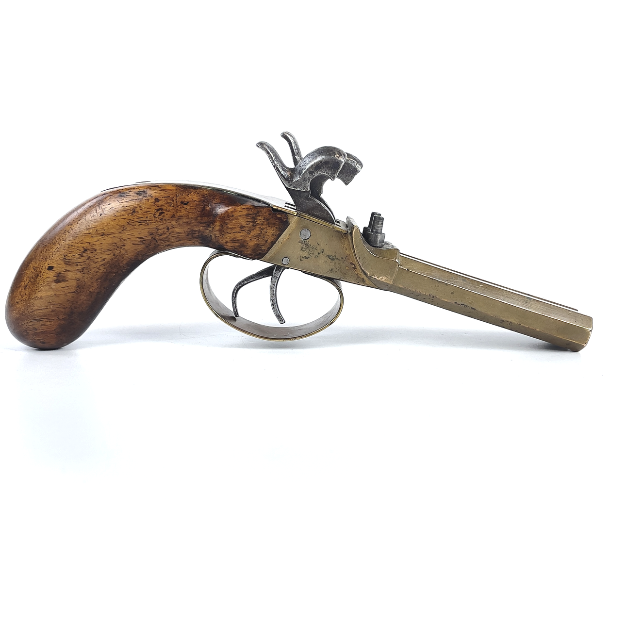 DOUBLE-BARRELED SLAB PISTOL, 19th century.