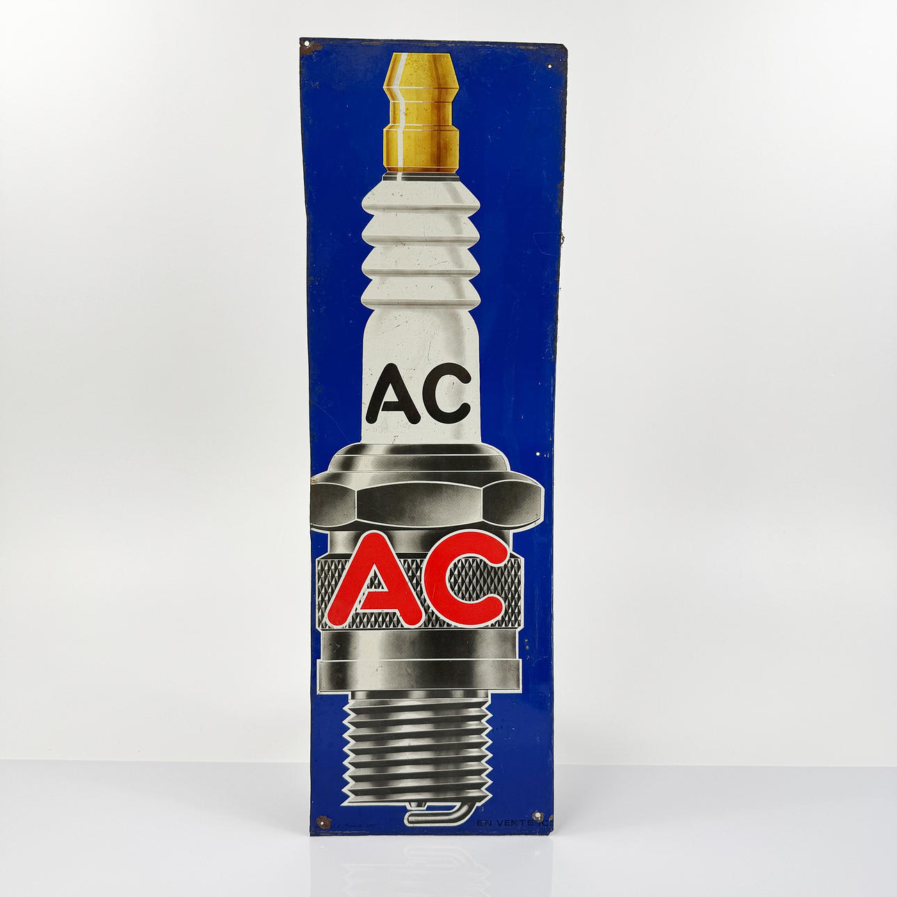 AC Tändstift, plåtskylt, 1940/50-tal.