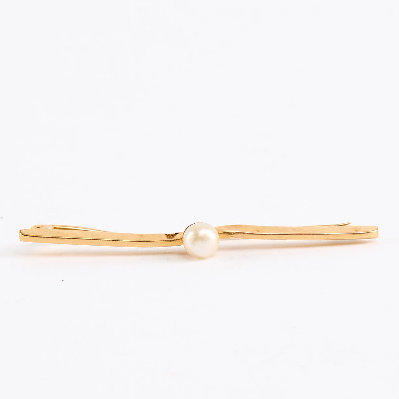 BROOCH, gold, 18K with pearl.