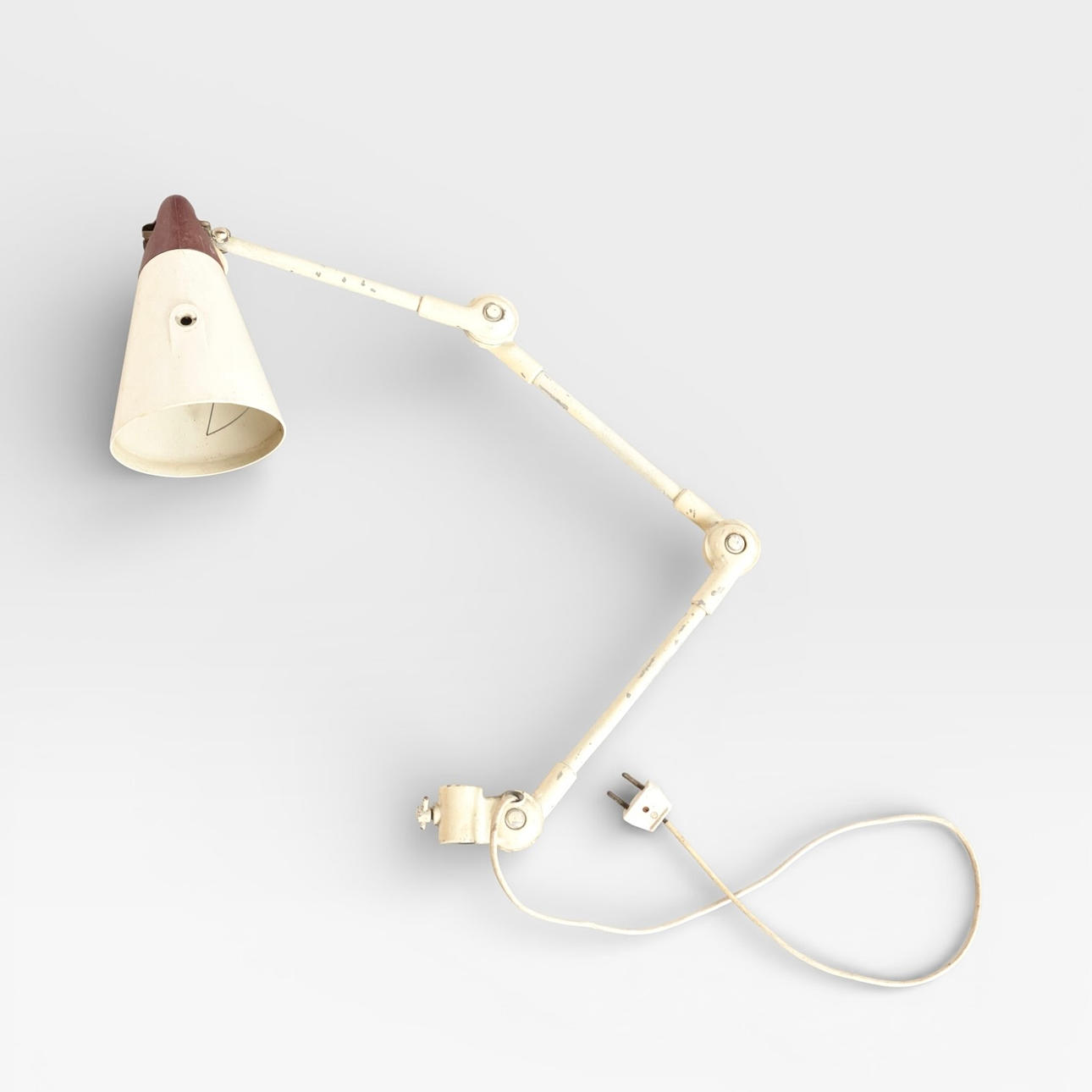 PHILIPS. Metal table lamp/work lamp, white lacquered. Adjustable.