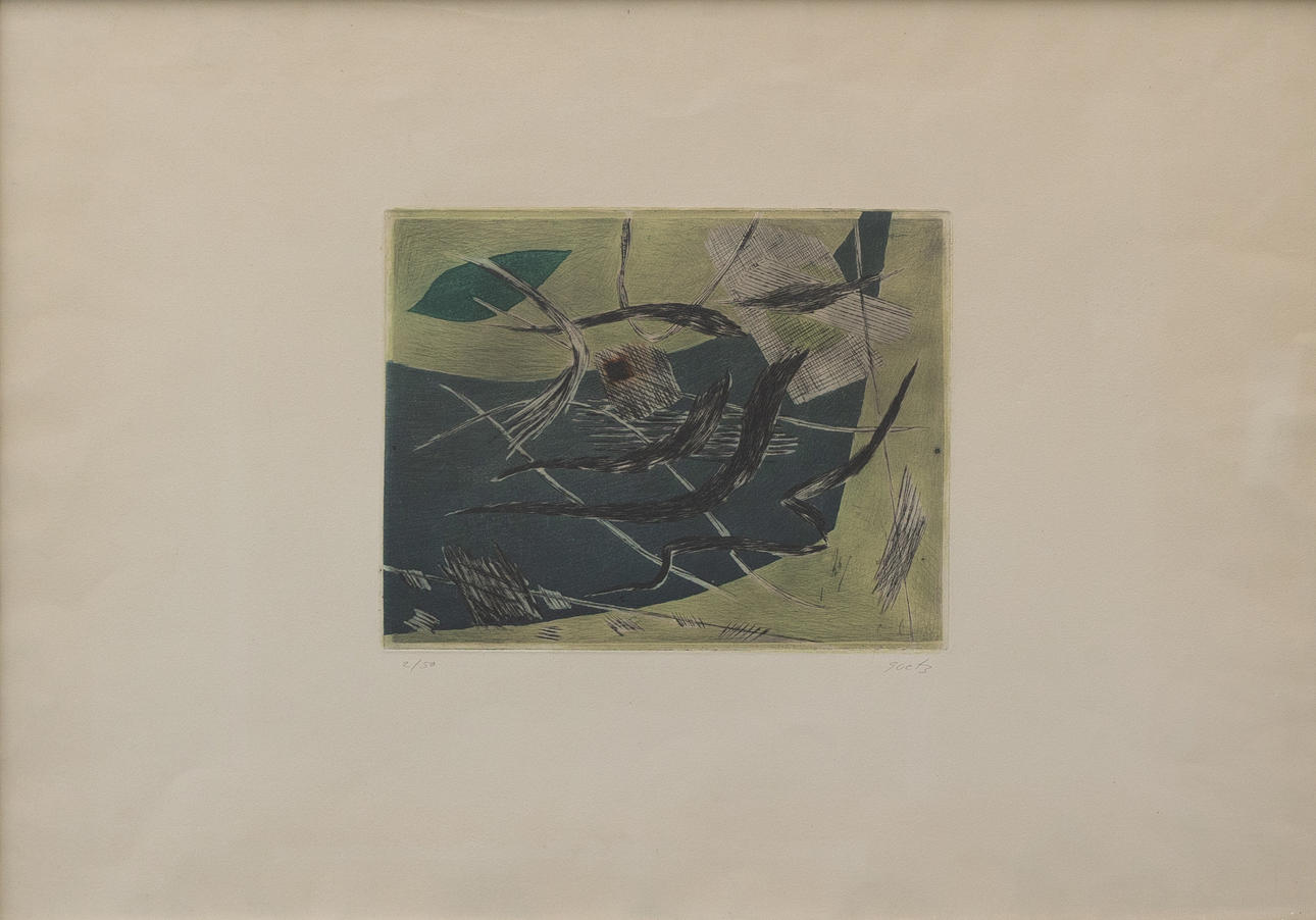HENRI GOETZ. Composition, colour etching, no 2/50, signed.