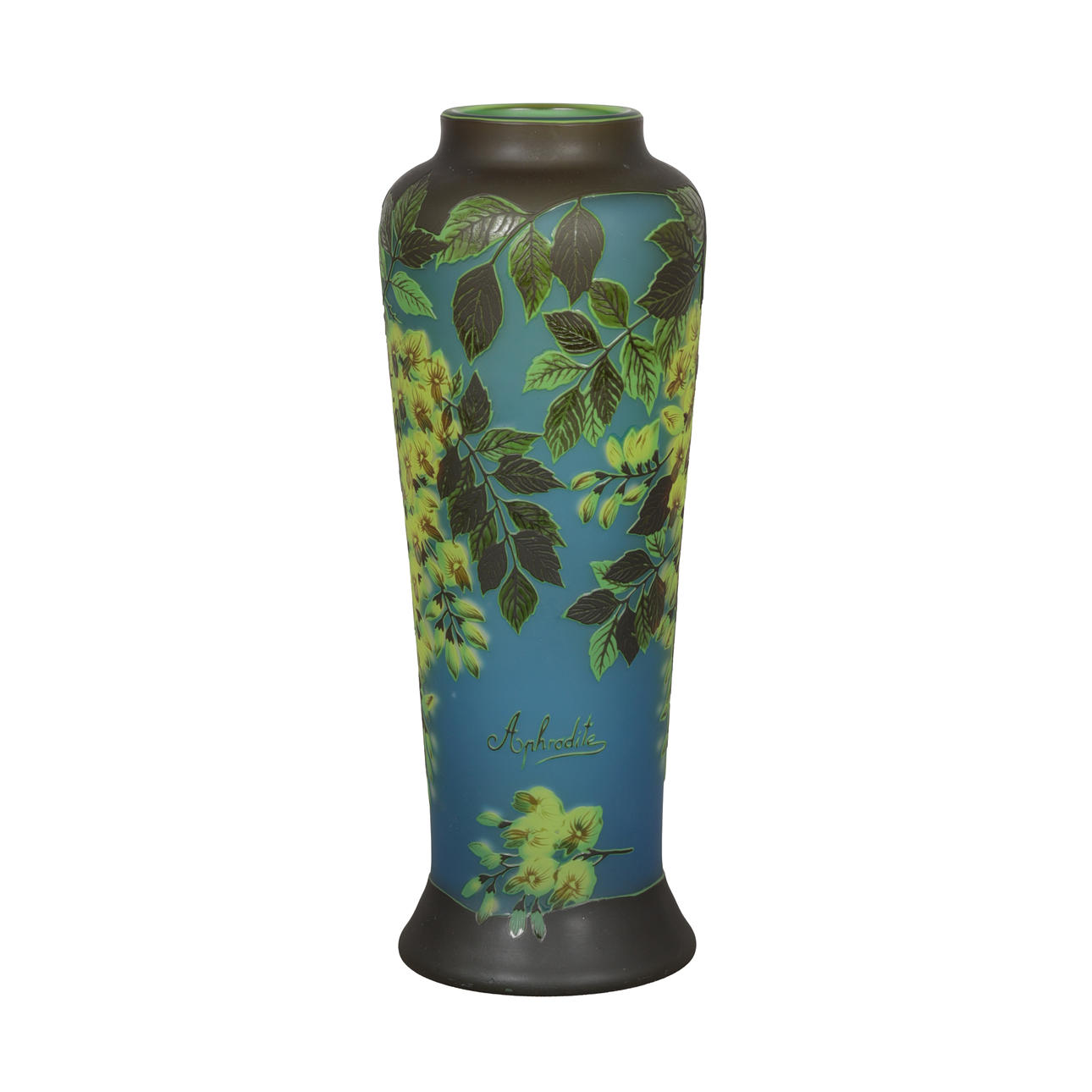 APHRODITE. A LARGE WISTERIA PATTERN CAMEO VASE.