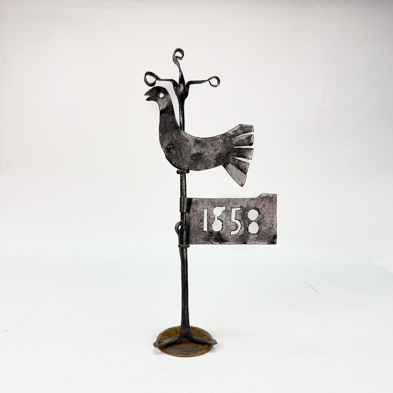 VÄNFLÖJEL - For chimney, forged stub, dated 1858.