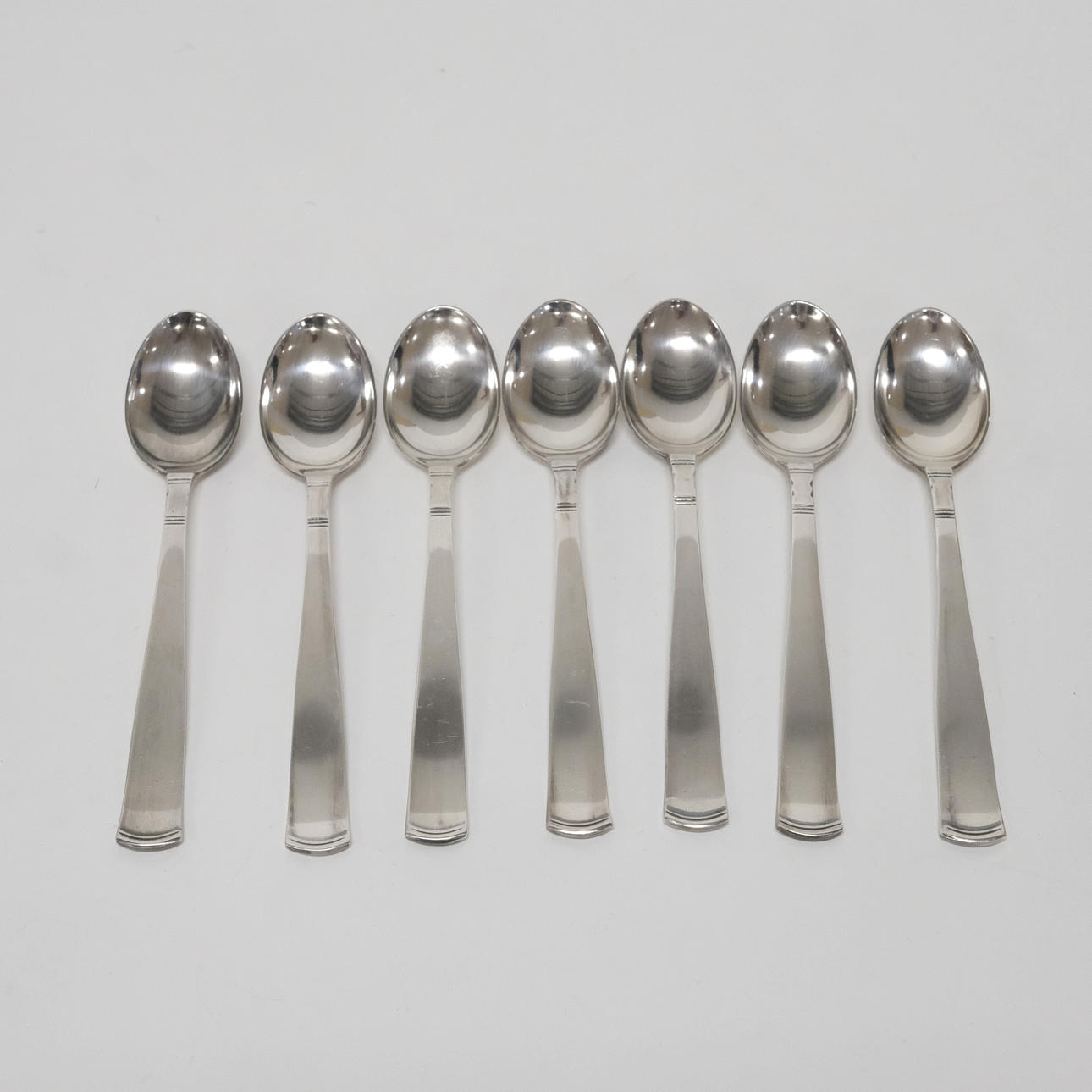 TEASPOONS, “ROSENHOLM”, SILVER, SEVEN PIECES.