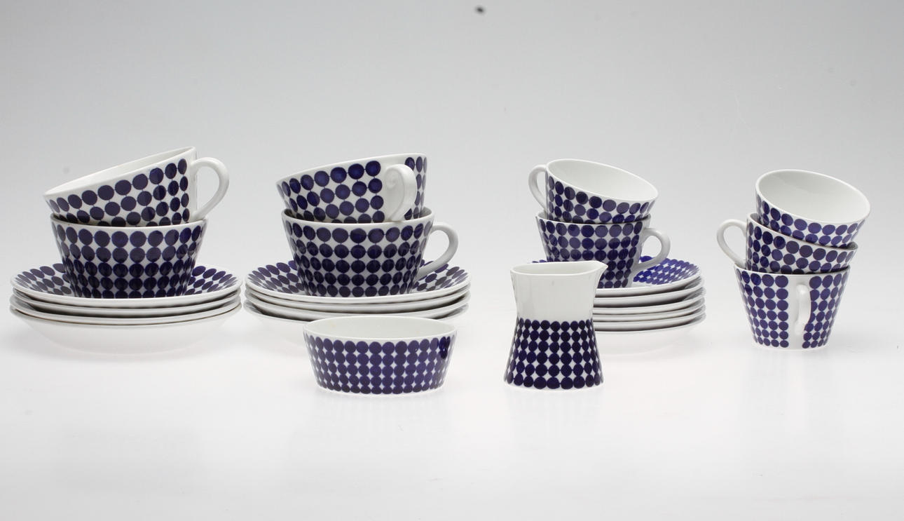 SERVISDELAR, 11 delar, benporslin, "Adam", Stig Lindberg, Gustavsberg.