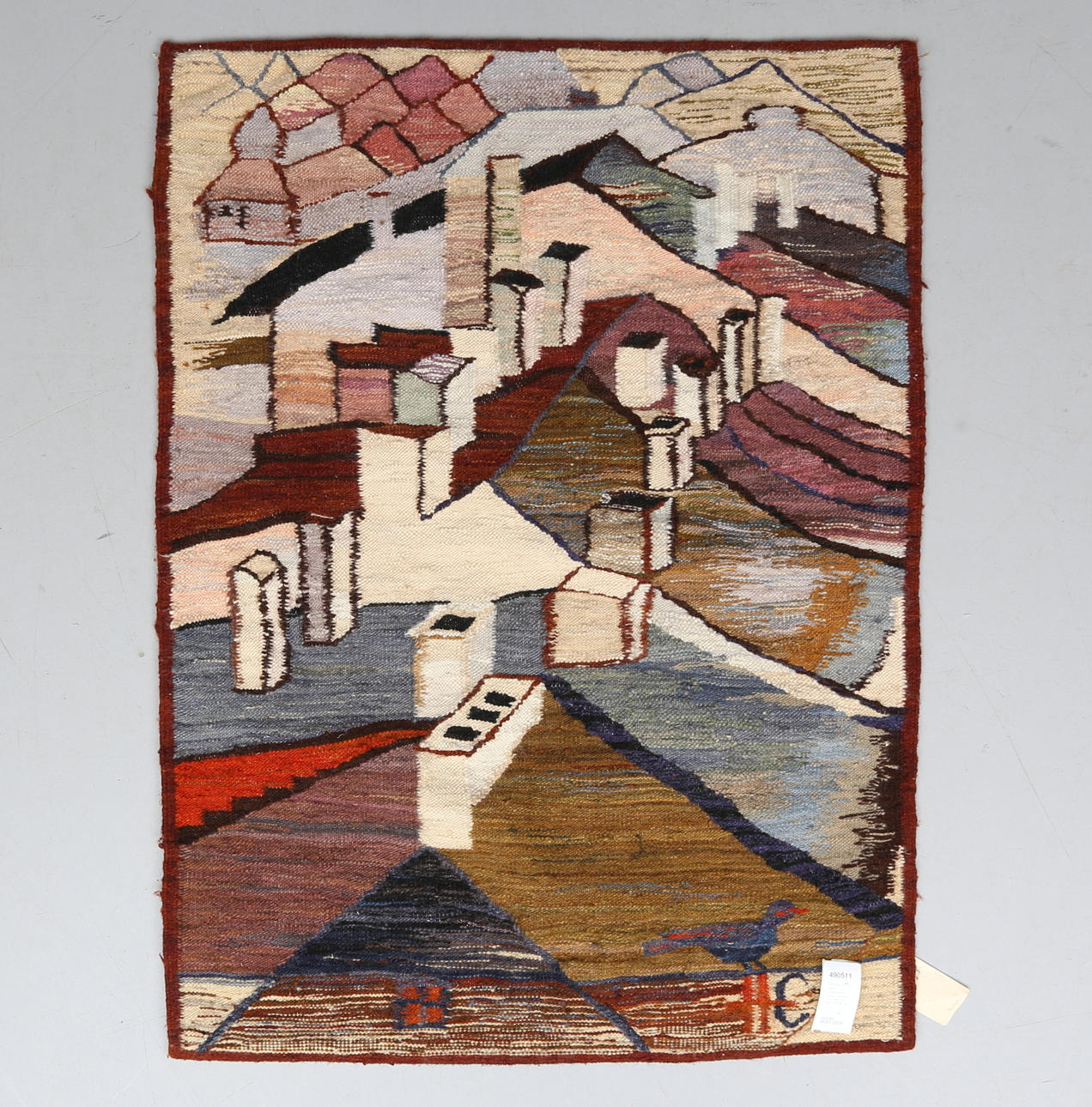 VÄVNAD, ull, Hanna Czajkowska, Polen, signerad HC, 1900-tal. Ca 114 x 85 cm.