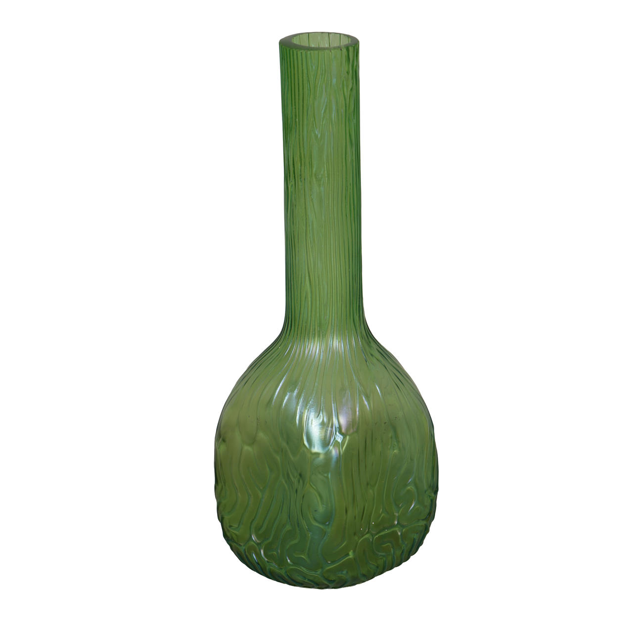 A KRALIK IRIDESCENT GREEN VASE.