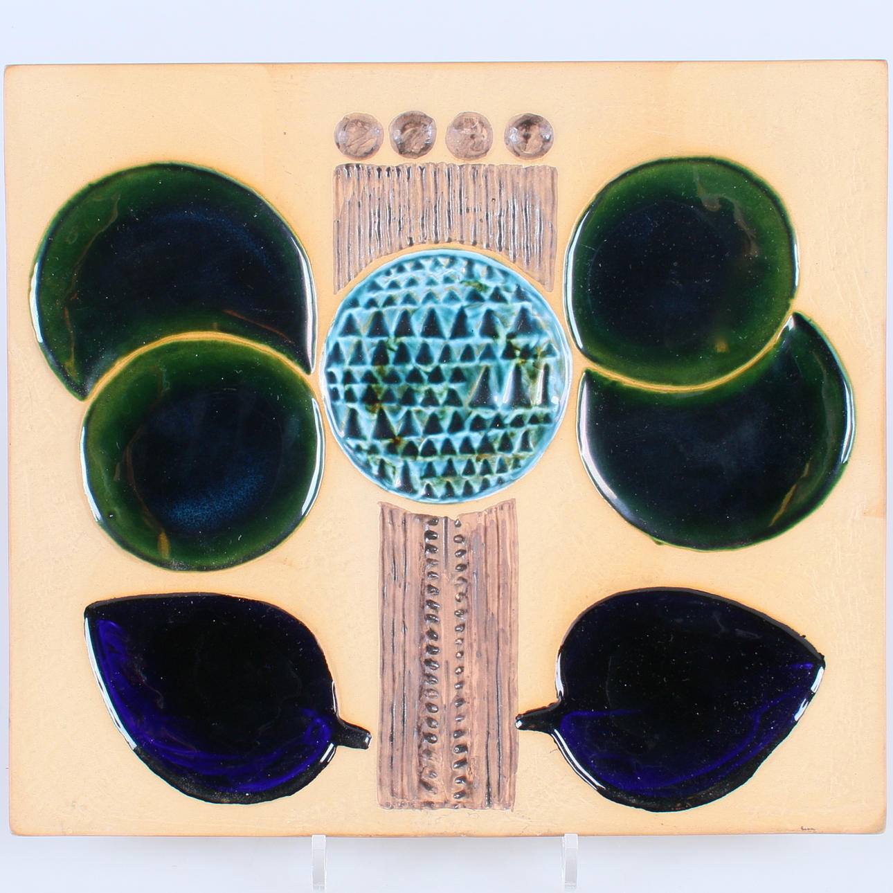 VÄGGPLAKETT, stengods, "Kavalkad" nr 1, Olle Alberius, Rörstrand, 1960-tal.