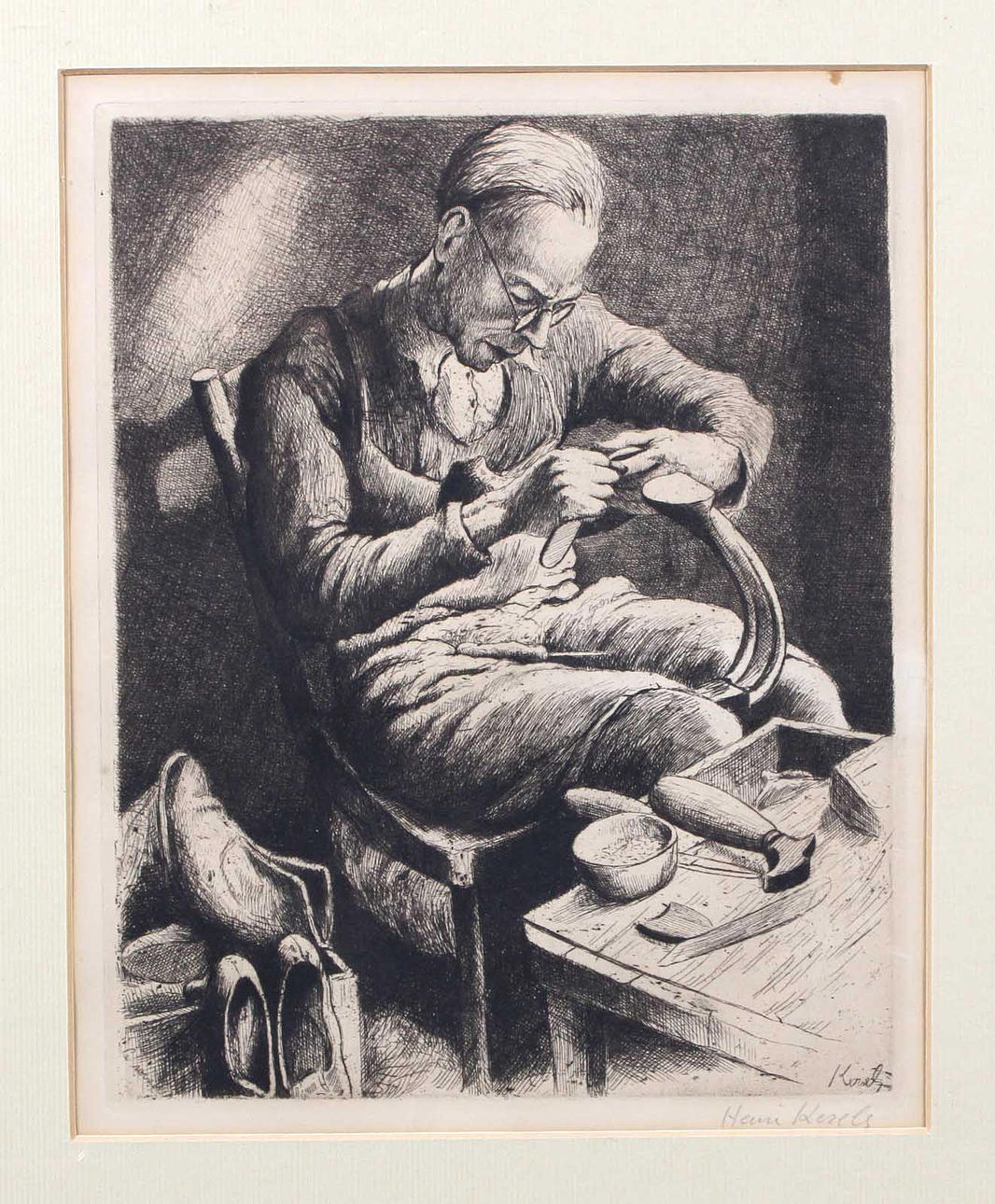 COBBLER AT WORK - Kerels, Henri.