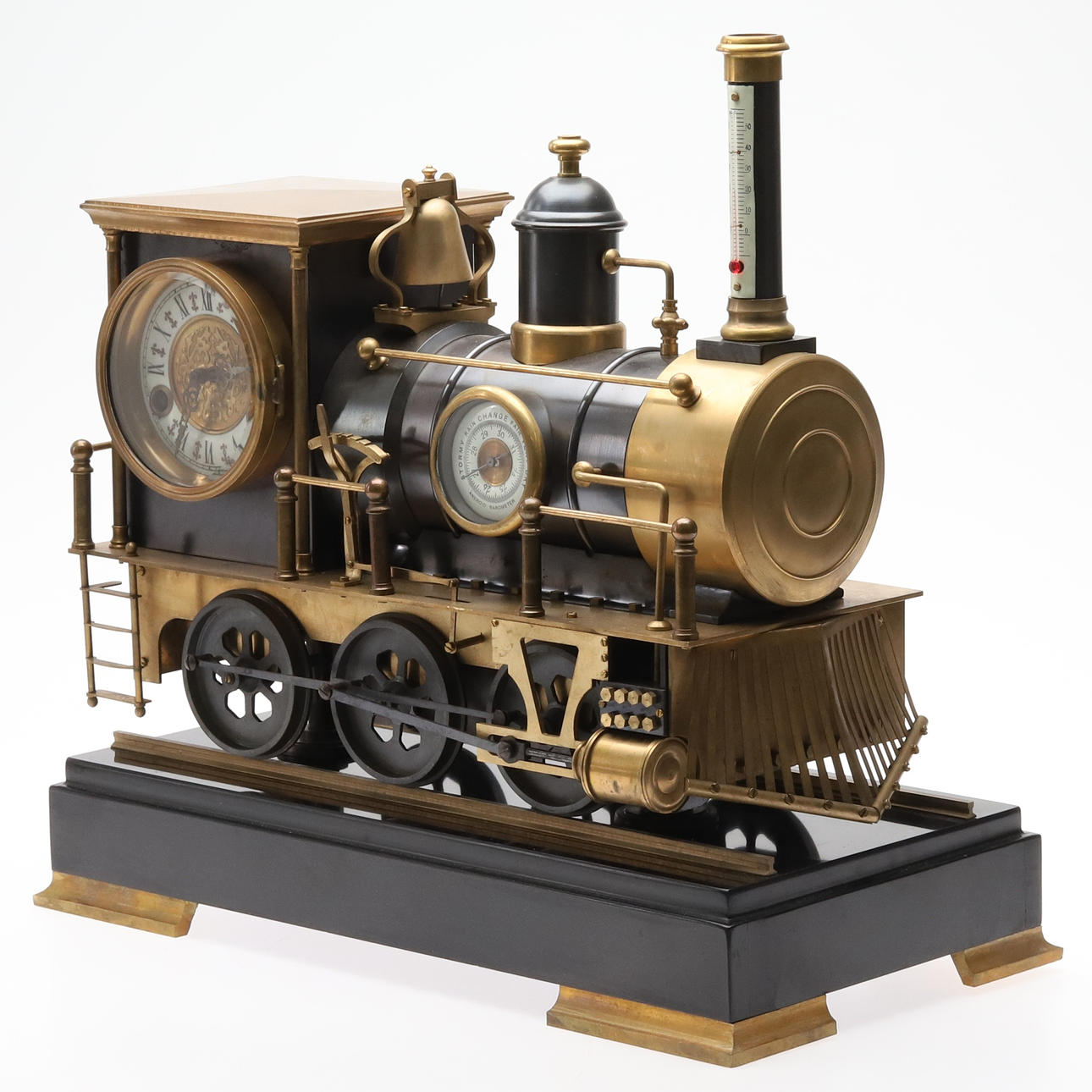 TABLE CLOCK, later manufacture, model of locomotive, steel, brass ...