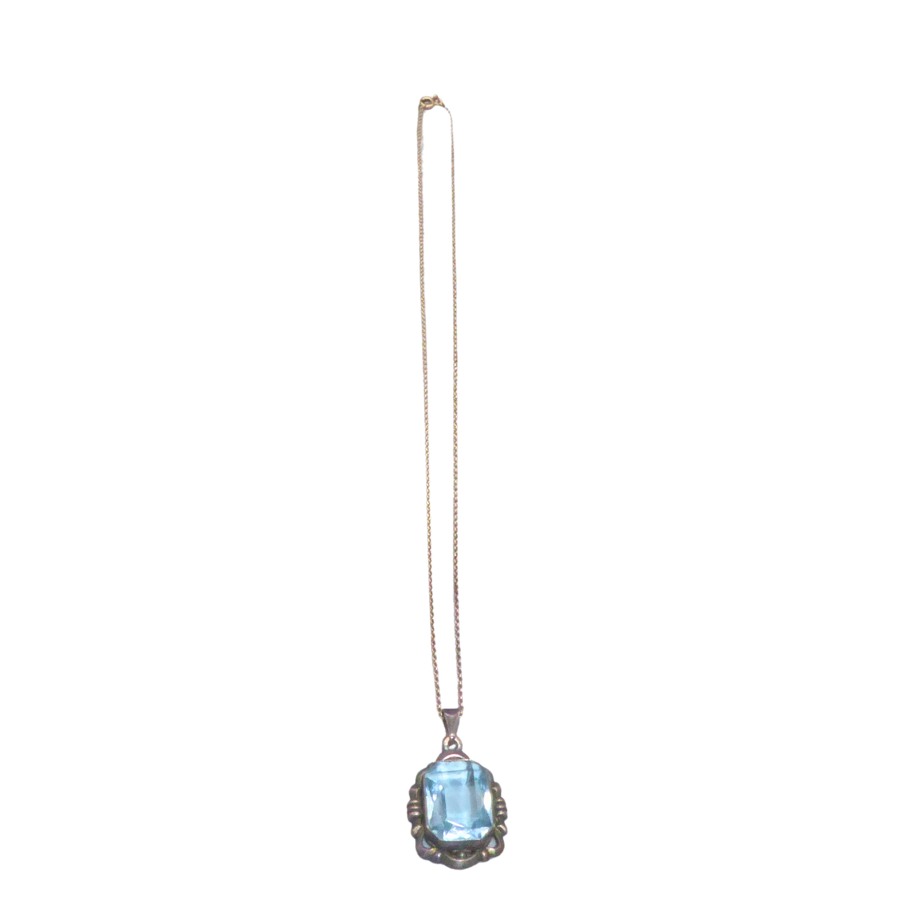 835 SILVER NECKLACE WITH EMBEDDED BLUE TOPAZ.