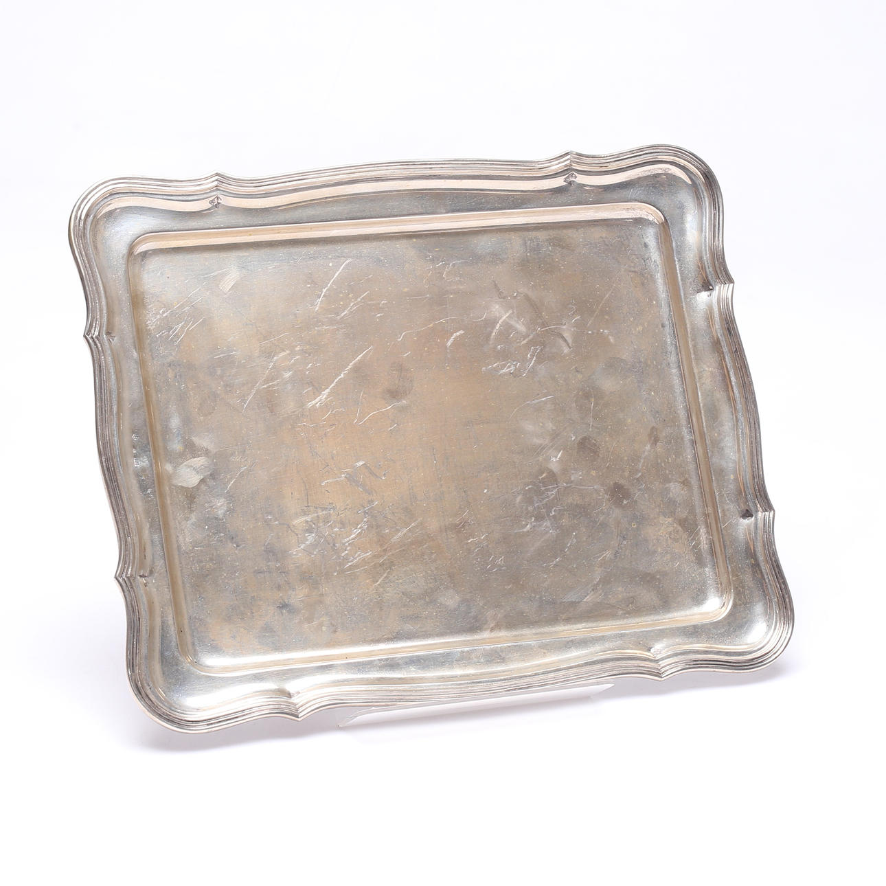 TRAY, silver, foreign stamps, weight approx. 430gram.