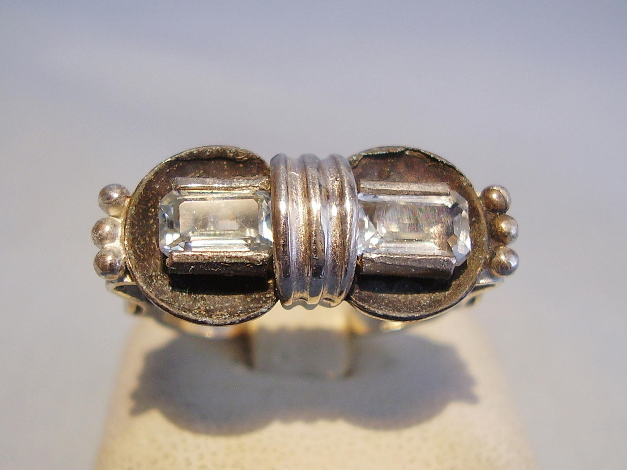 AQUAMARINE RING silver 935 art deco.