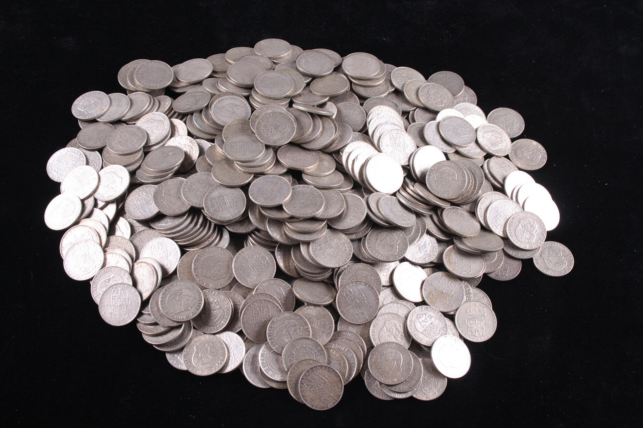 MYNT, silver,enkronor Gustav VI.