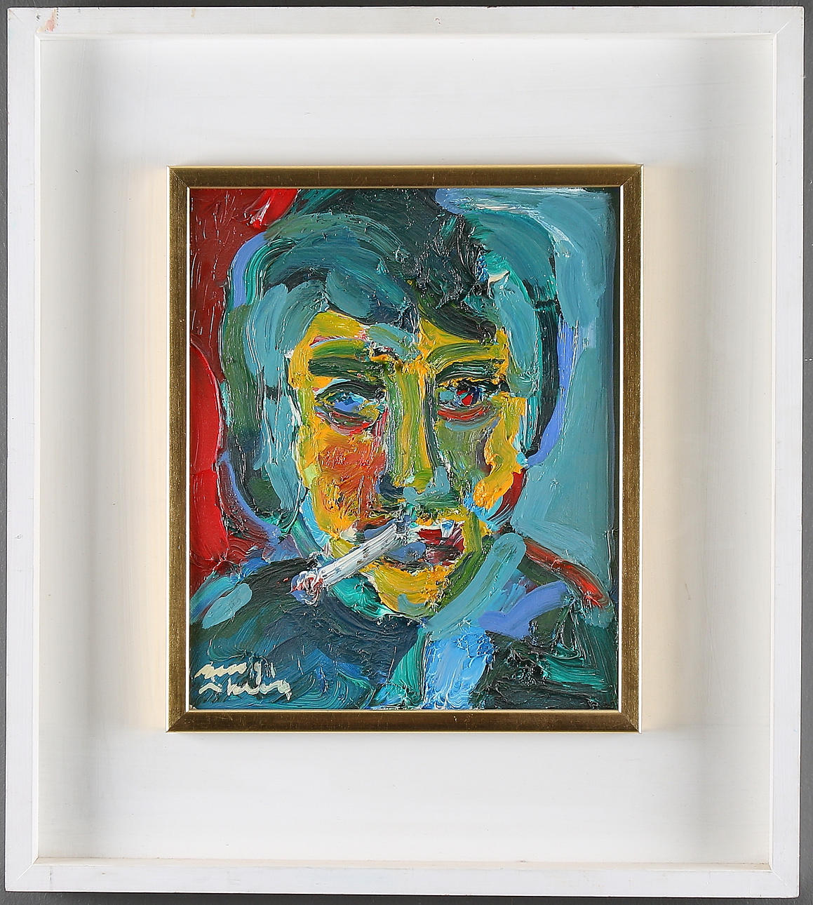 BENGT ÅBERG. "Rökaren", olja på duk, signerad.