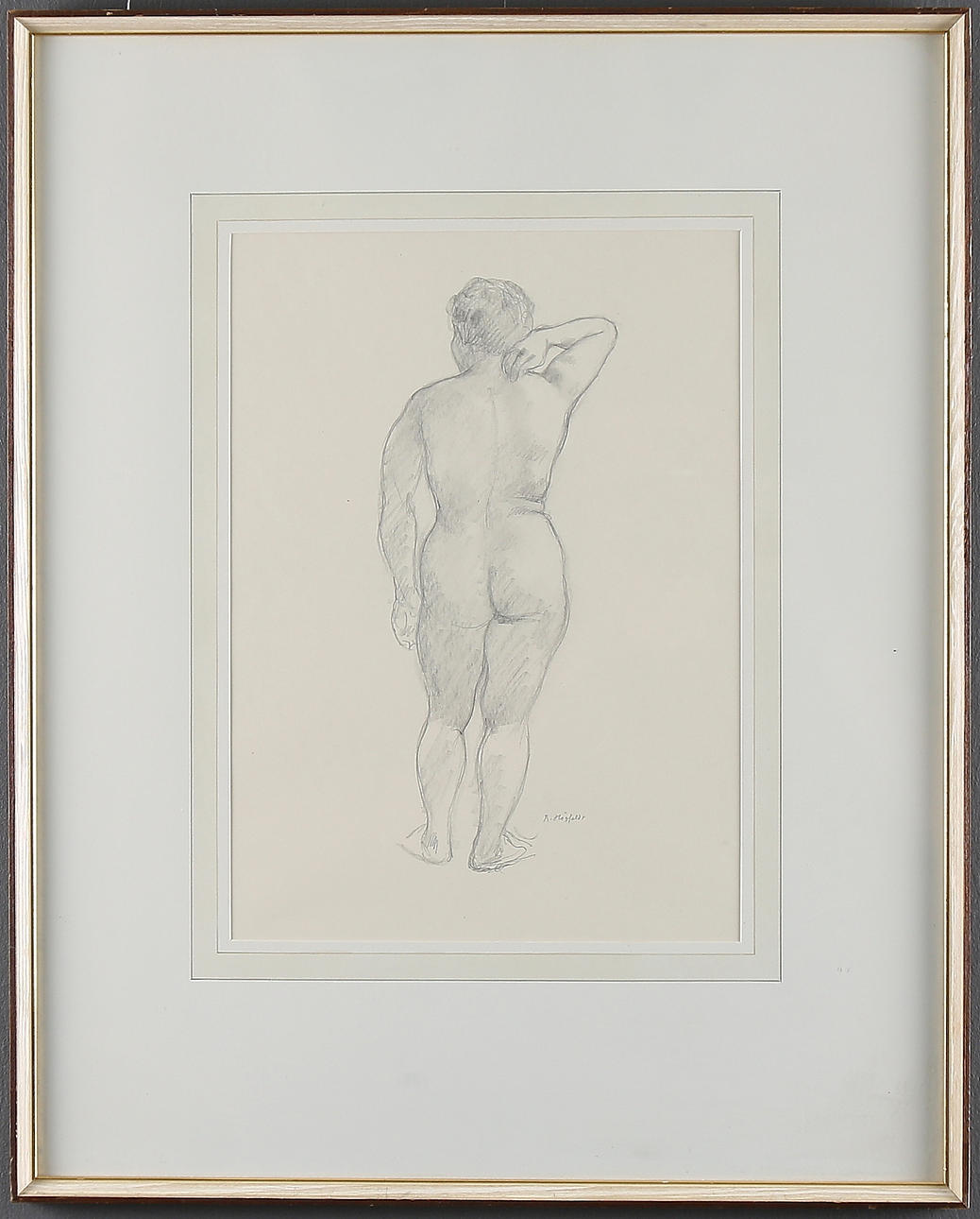 ROBERT HÖGFELDT. Krokimodell, blyertsteckning, signerad.